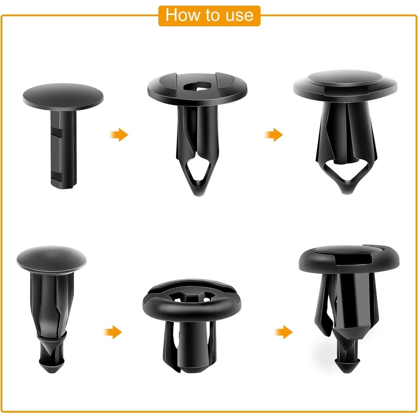 GOOACC GRC-47 Clips de Parachoques Universal 200 Pcs 6 Tamaños