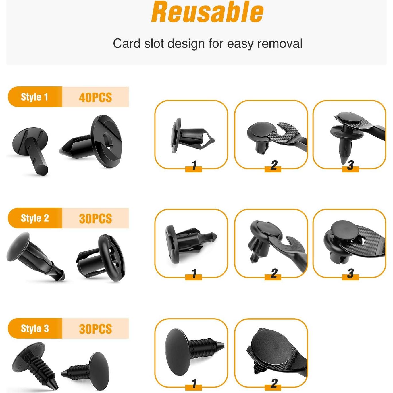 GOOACC GRC-47 Clips de Parachoques Universal 200 Pcs 6 Tamaños