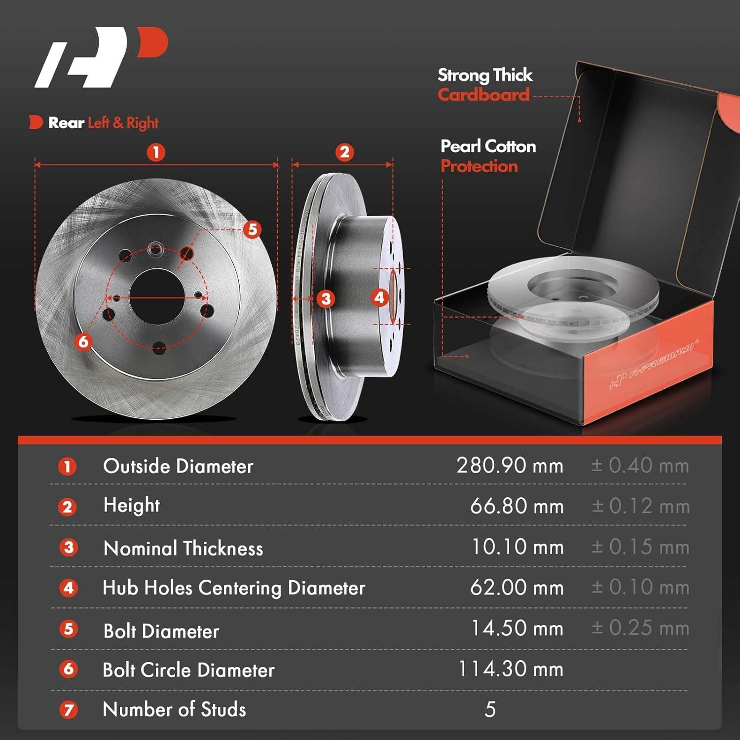 Disco de Freno Sólido Trasero A-Premium 280.9mm + Kit Pastillas Cerámicas