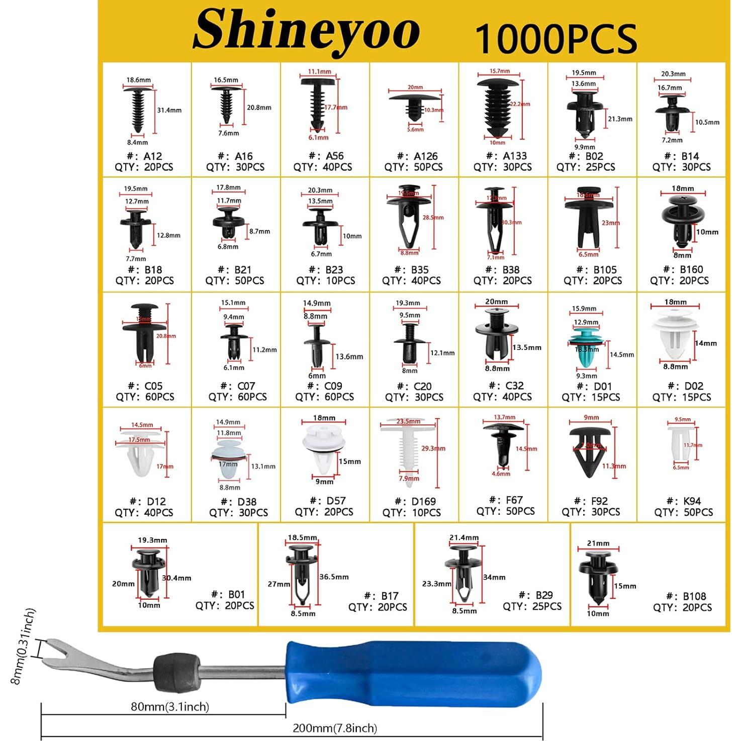 Kit de Clips de Retención de Automóvil Shineyoo 1101PCS