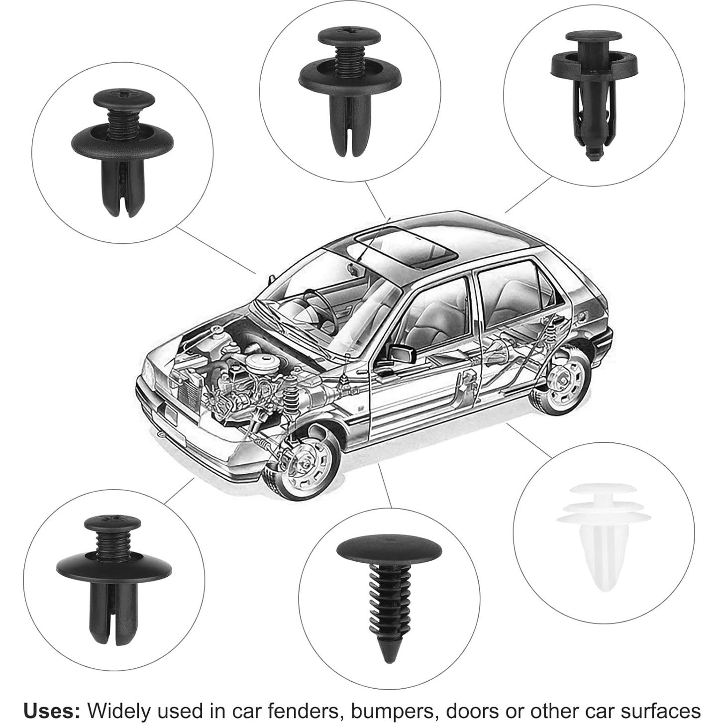 Kit de 120 Clips de Coche QIIYCCE - 6 Tamaños, Nylon Duradero