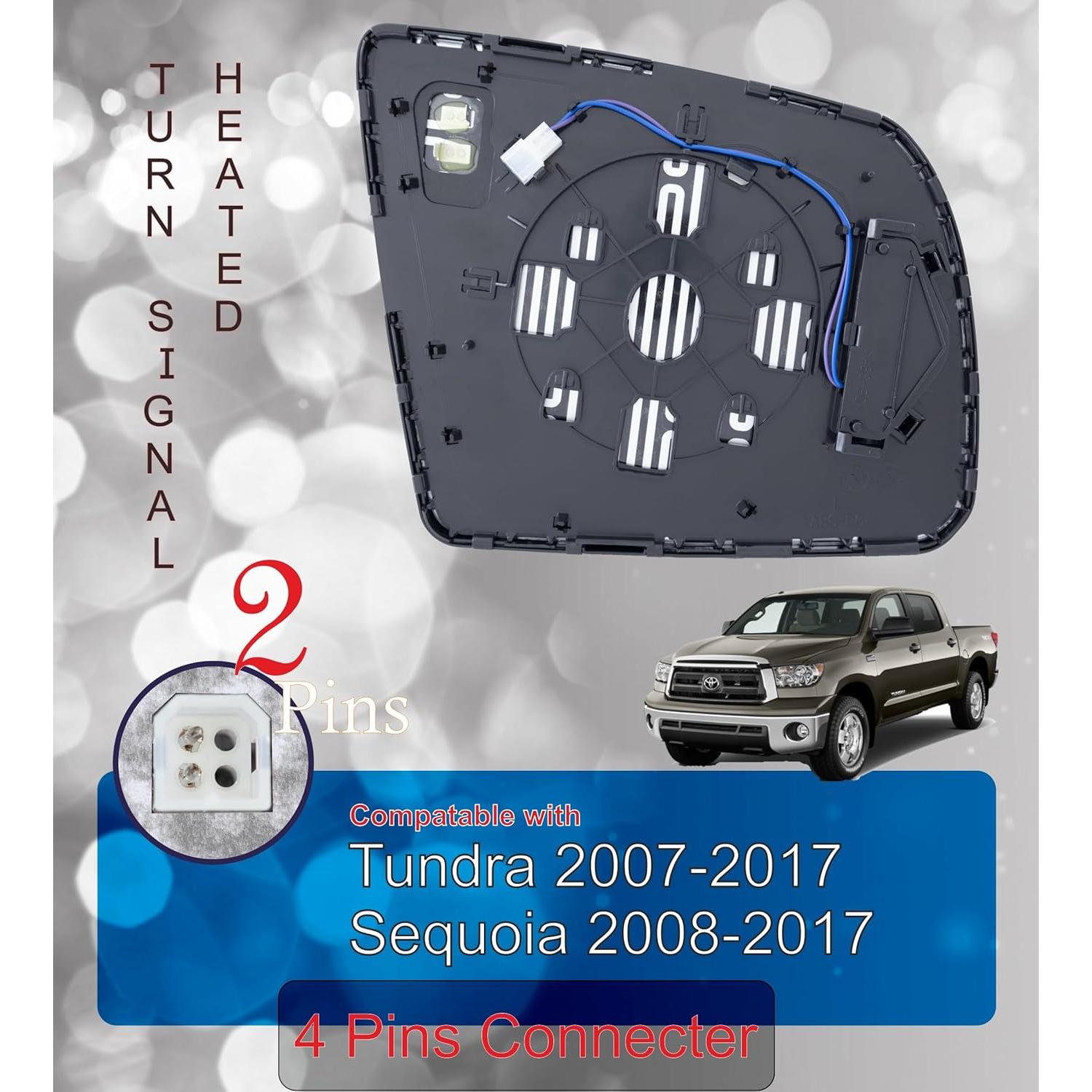 Cristal Espejo Lateral Calentado EAP para Toyota Tundra 2007-2021