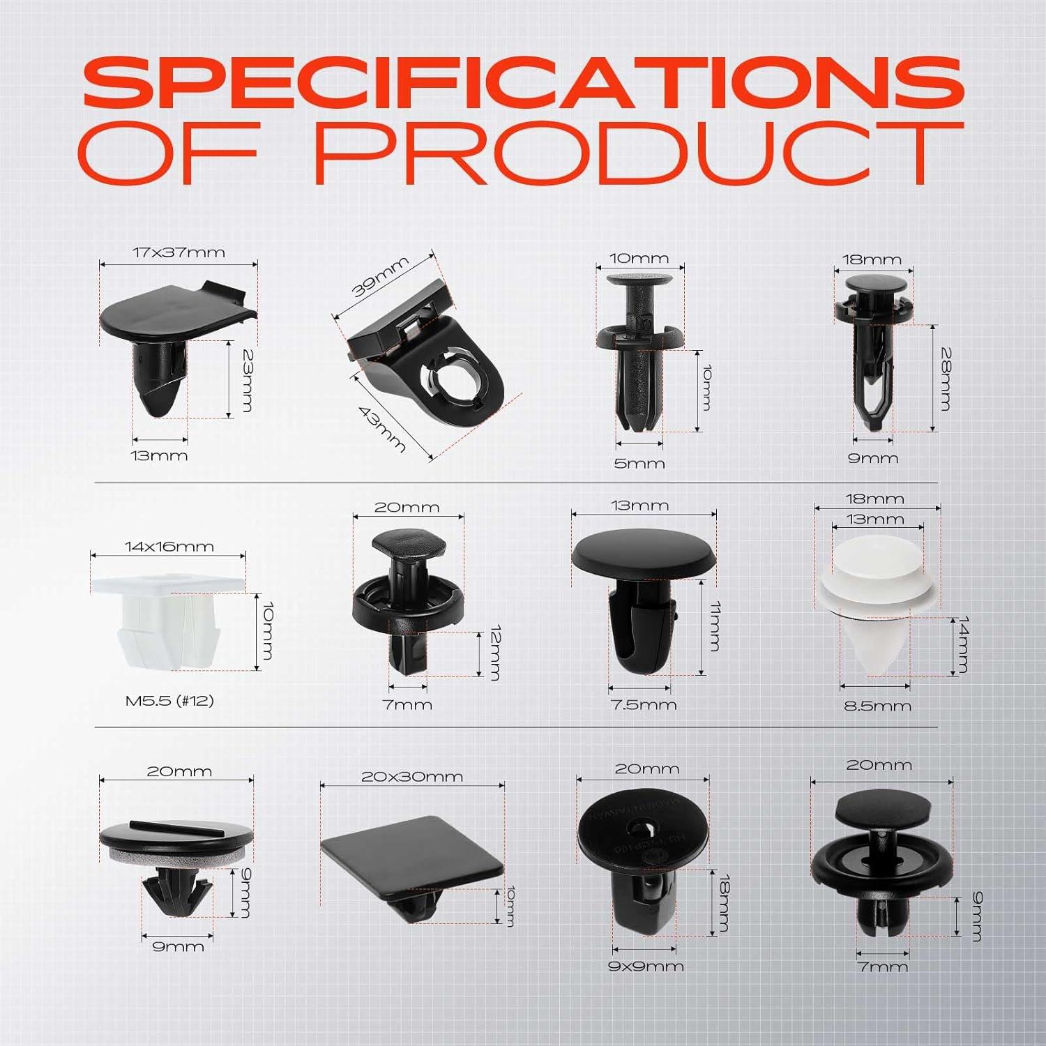 Kit de Clips de Retención A-Premium 120 Piezas para Toyota Camry 2018-2023