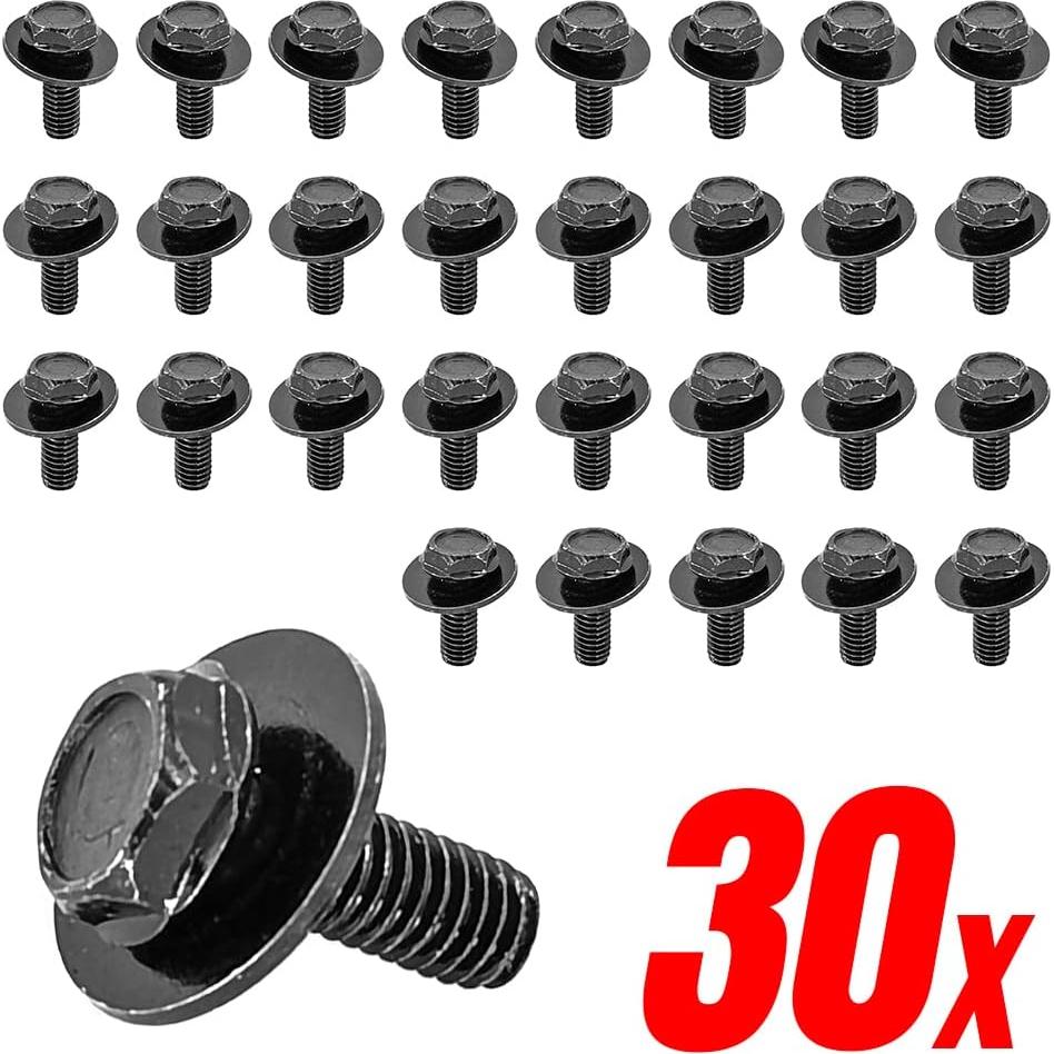 30 Tornillos M6-1.0 x 17mm Hexagonal SEMS Mean Mug Auto