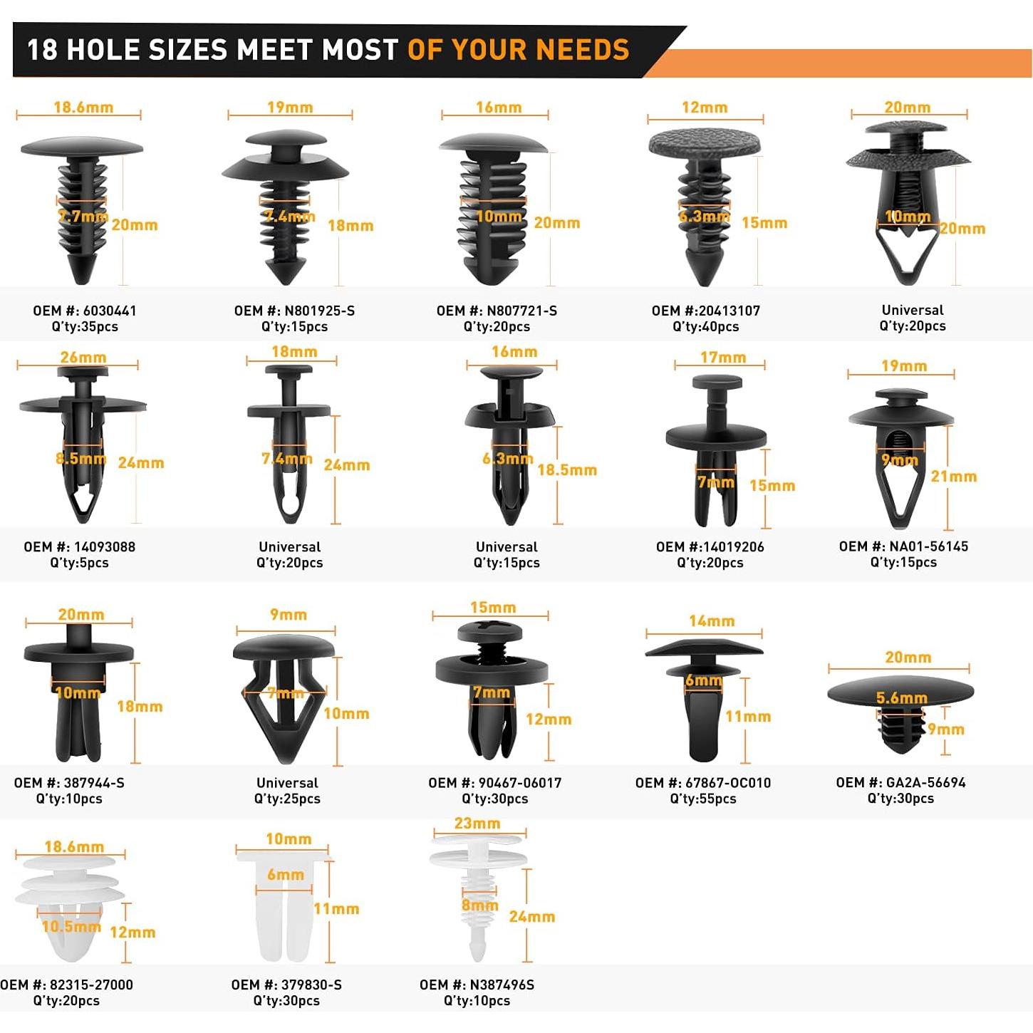 Kit de Sujetadores de Empuje GOOACC 415 Piezas para Automóvil