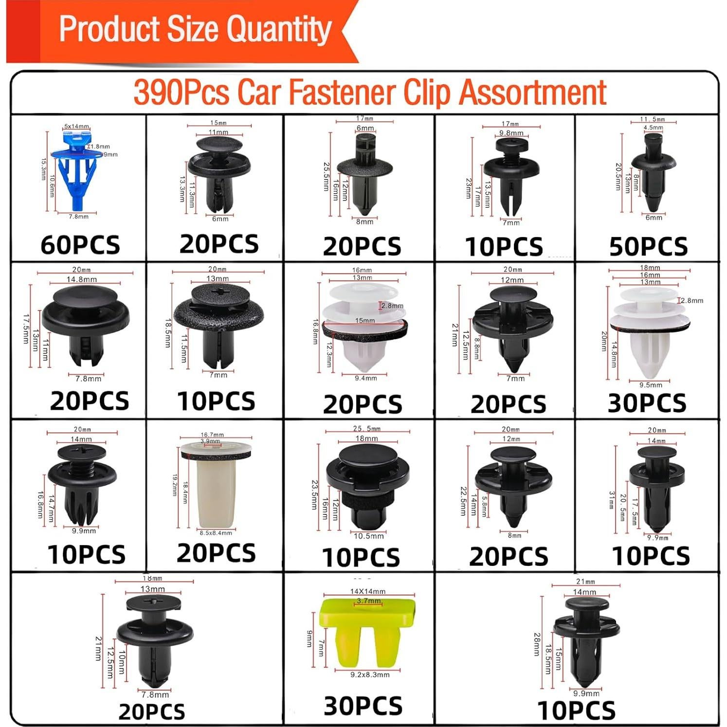 Kit de Sujetadores de Plástico Niteguy 390 Piezas para Subaru