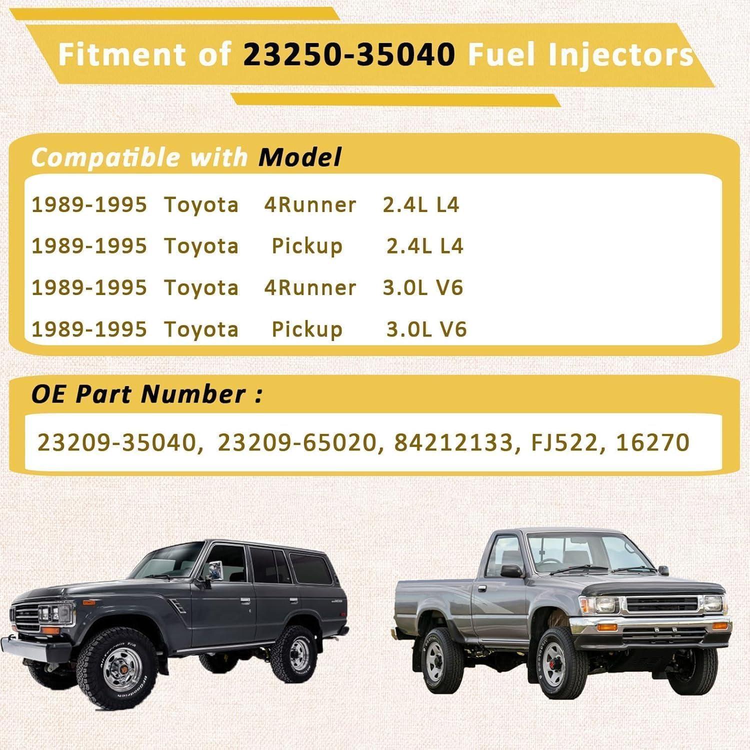 Inyectores de combustible Pjvmvo 2.4L 4Runner Pickup 1989-1995