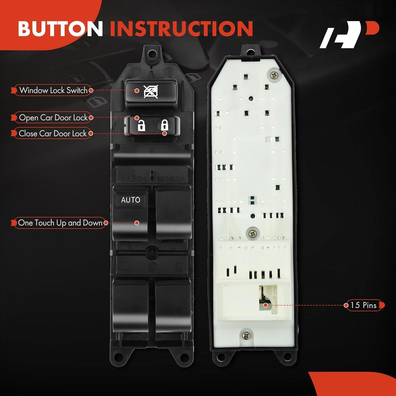 Interruptor de Ventana Eléctrica A-Premium para Toyota Camry 2007-2009, Tacoma 2012-2015, Yaris 2007-2015, Lado Izquierdo