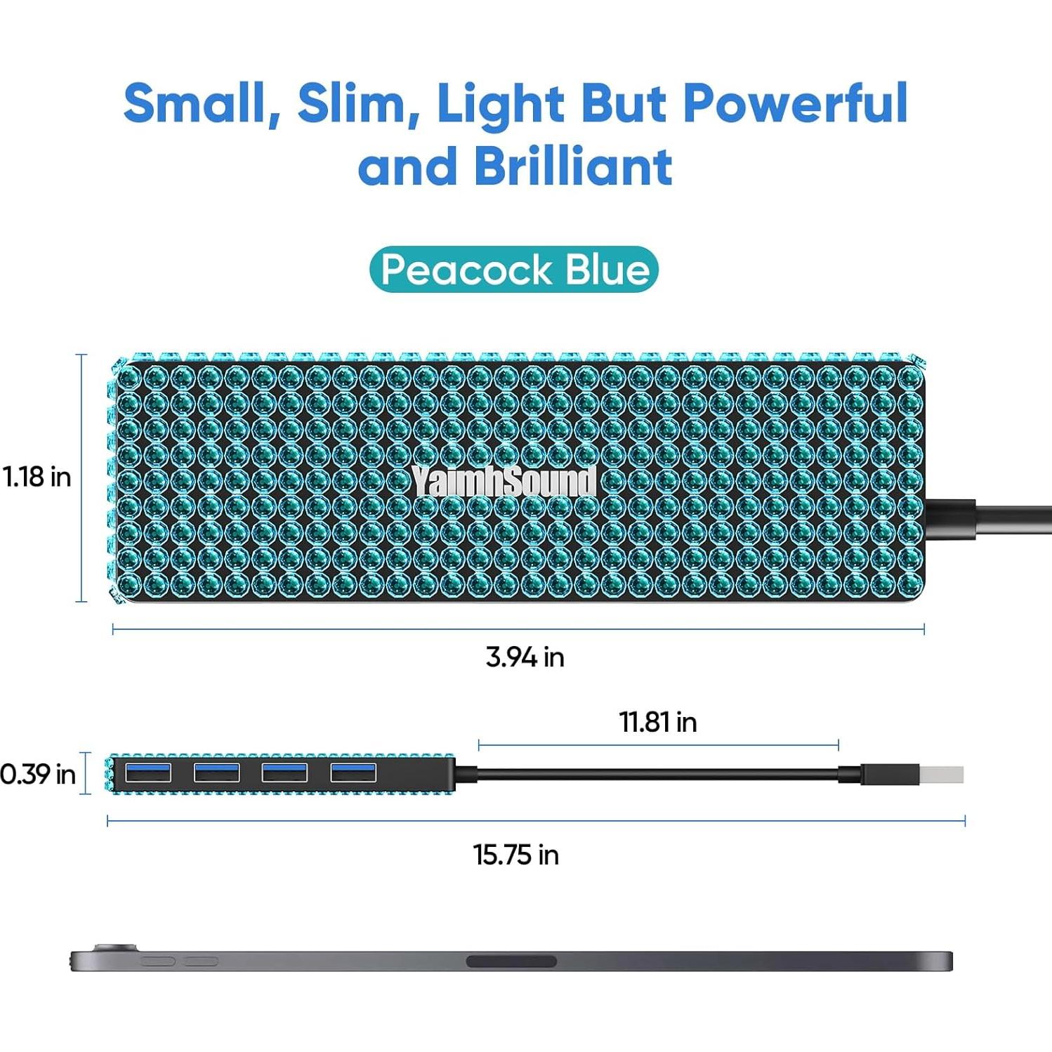 Divisor USB 3.0 YaimhSound Hub 4 Puertos Azul para Laptop/PC/Mac