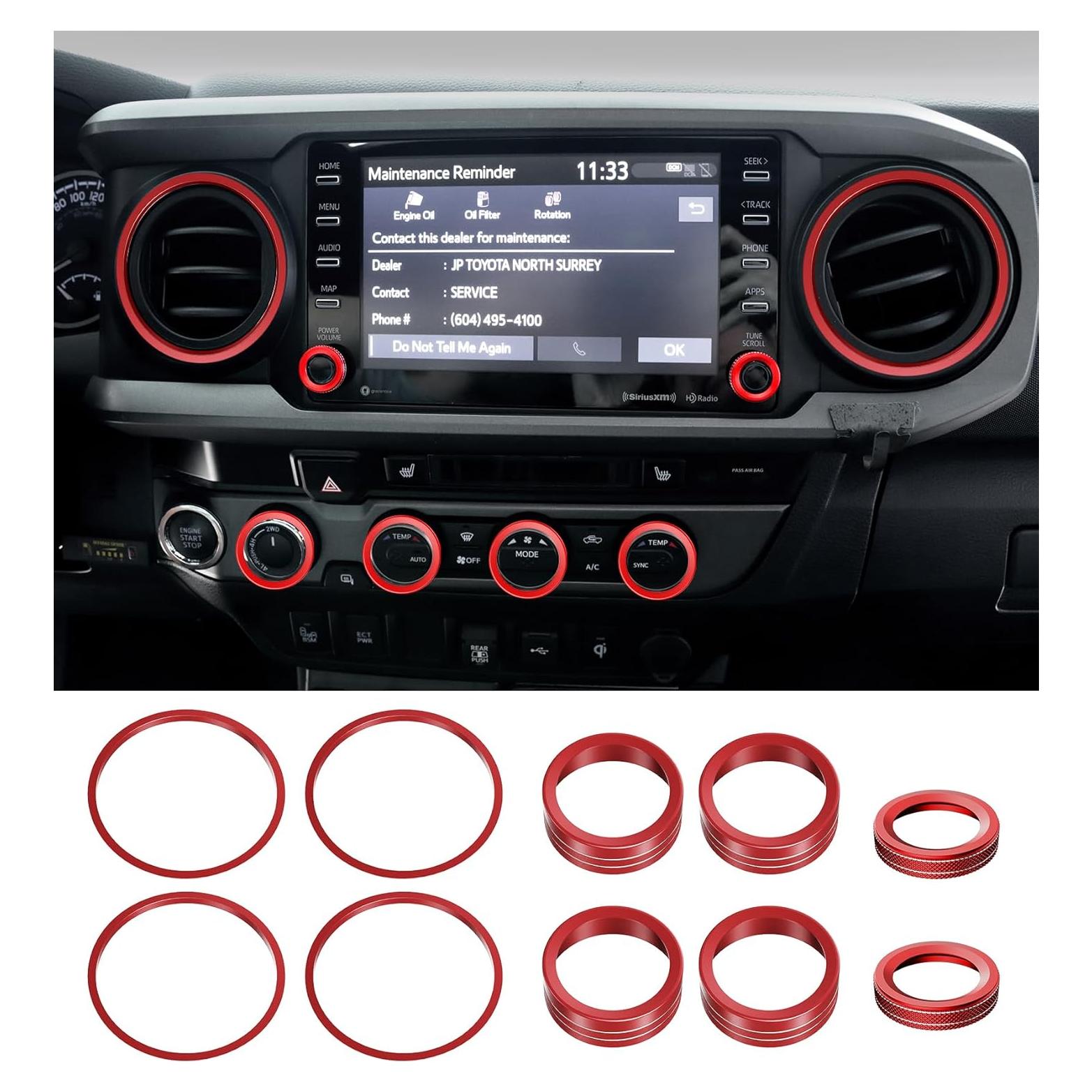 Accesorios de Interior Toyota Tacoma 2020-2023 10 PCS Rojo