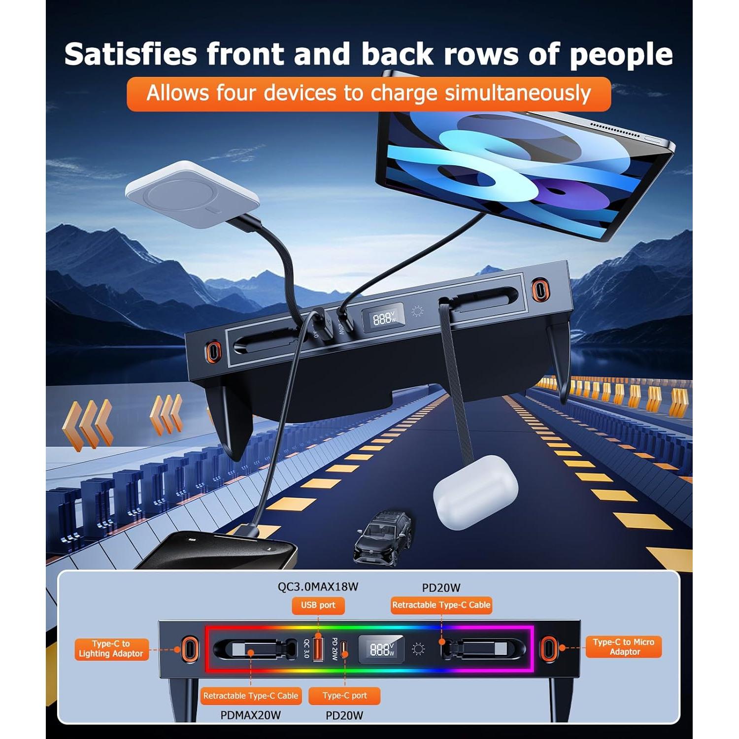 Cargador de Coche USB DICMKY para Toyota RAV4 2020-2025, 4 Puertos