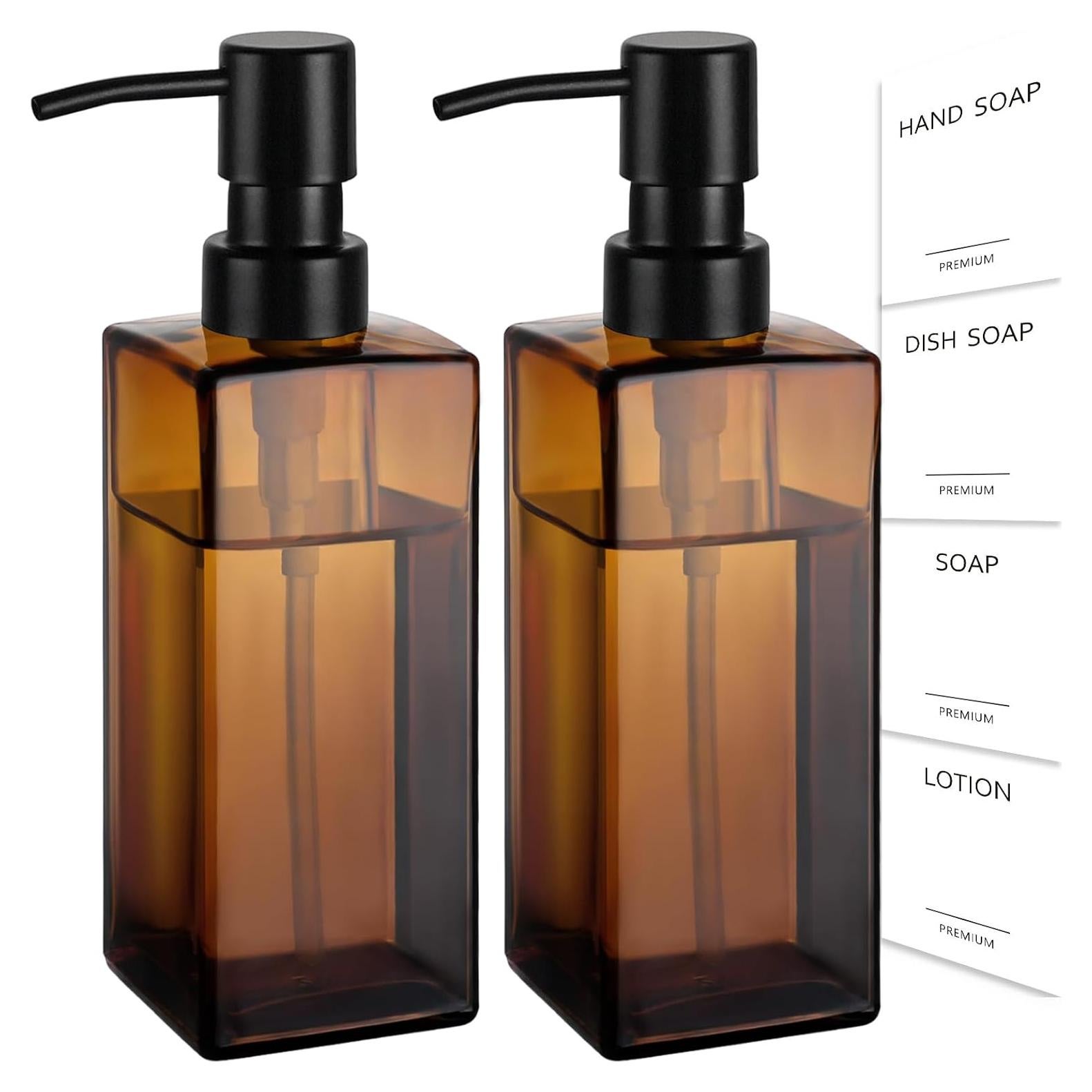 Dispensador de Jabón de Vidrio Ámbar GMISUN 2 Paquete 350ml