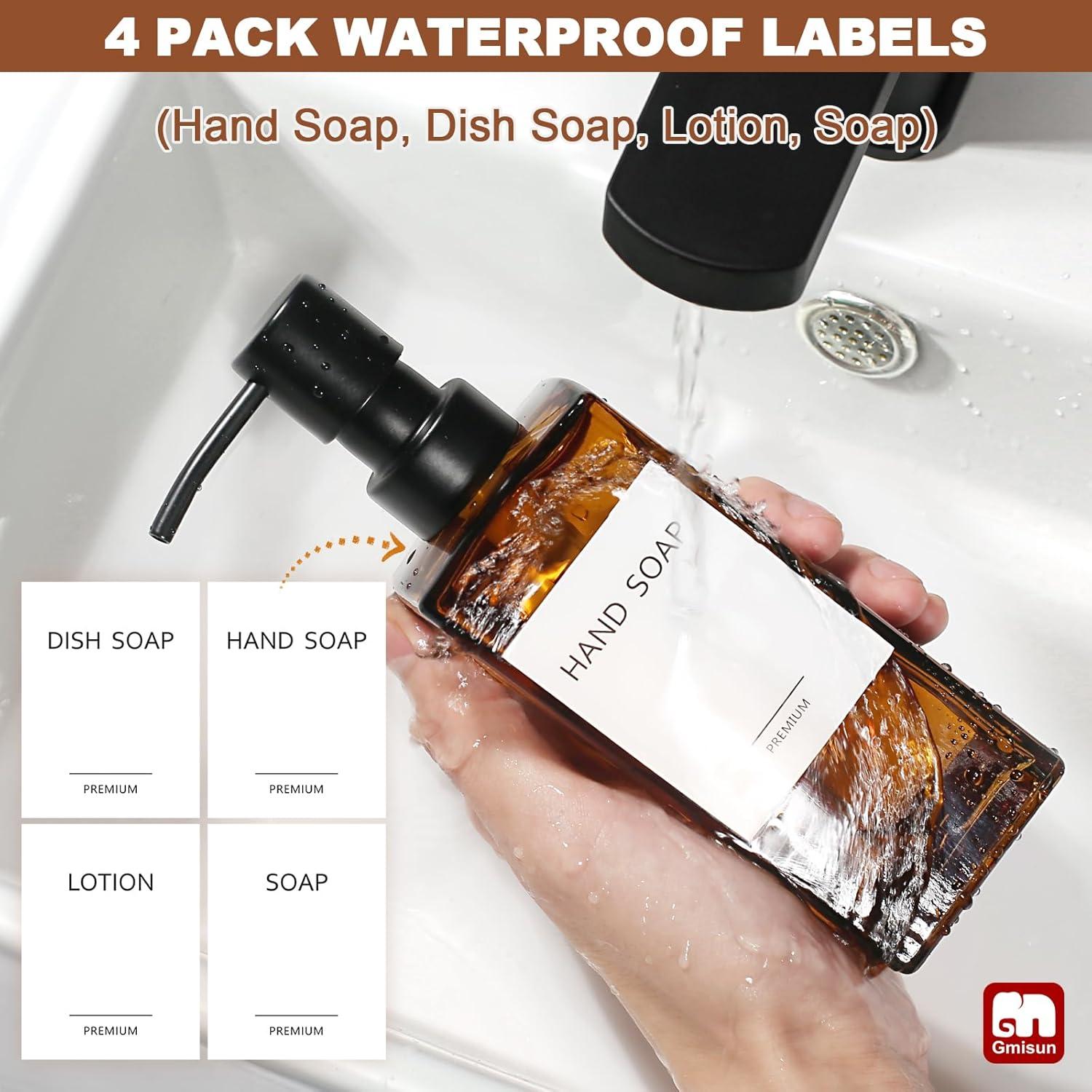 Dispensador de Jabón de Vidrio Ámbar GMISUN 2 Paquete 350ml