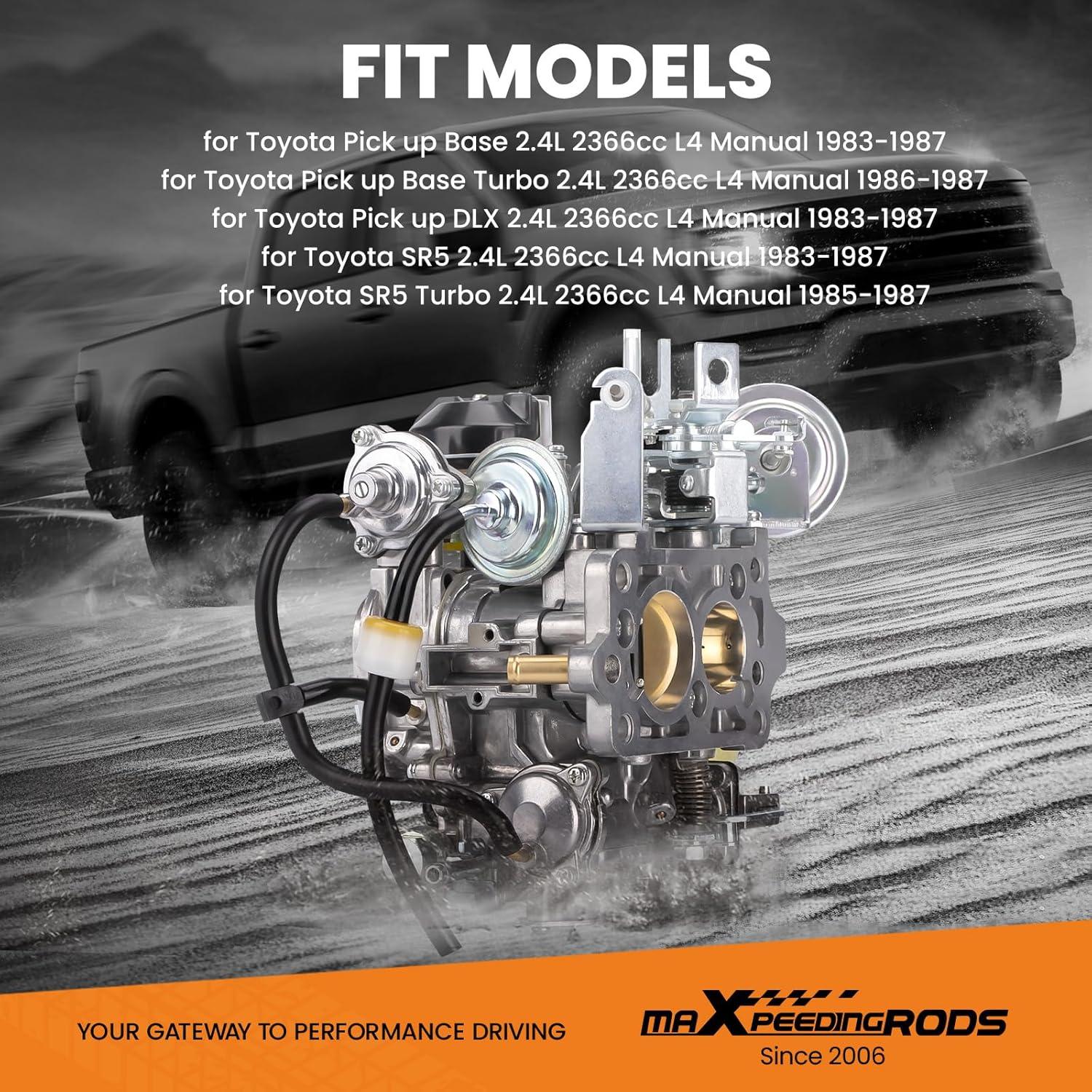 Carburador maXpeedingrods TOY-505 2 Barriles 2.4L para Toyota Pickup 1981-1986