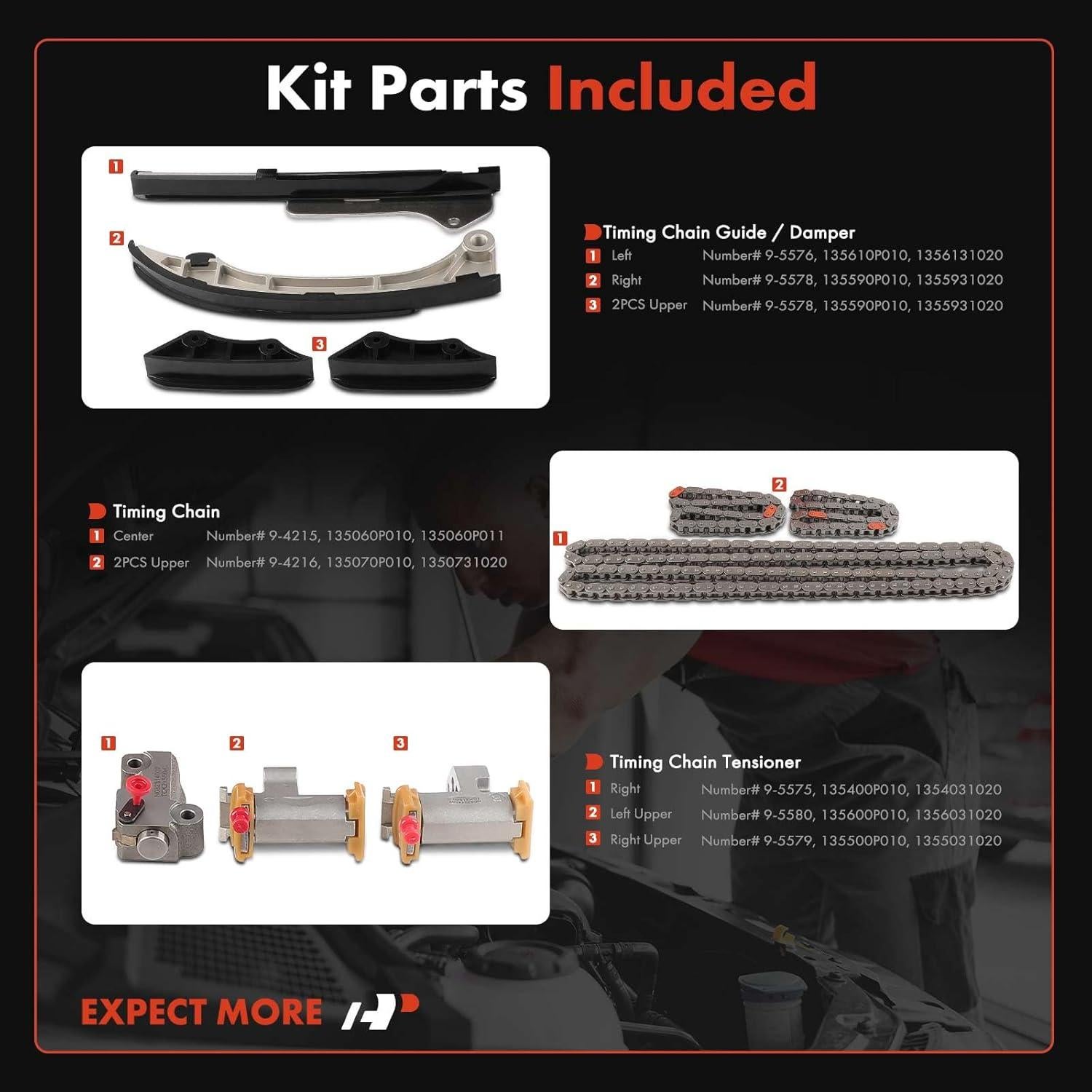 Kit de Cadena de Tiempo A-Premium 10 Piezas para Toyota y Lexus