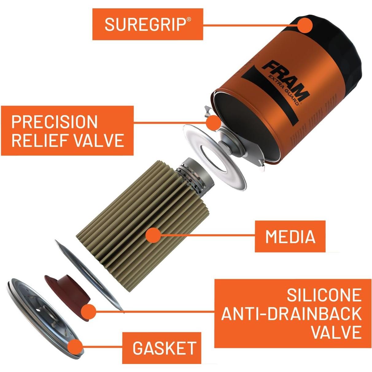 Filtro de aceite FRAM Extra Guard PH3614 para motor 16,093 km