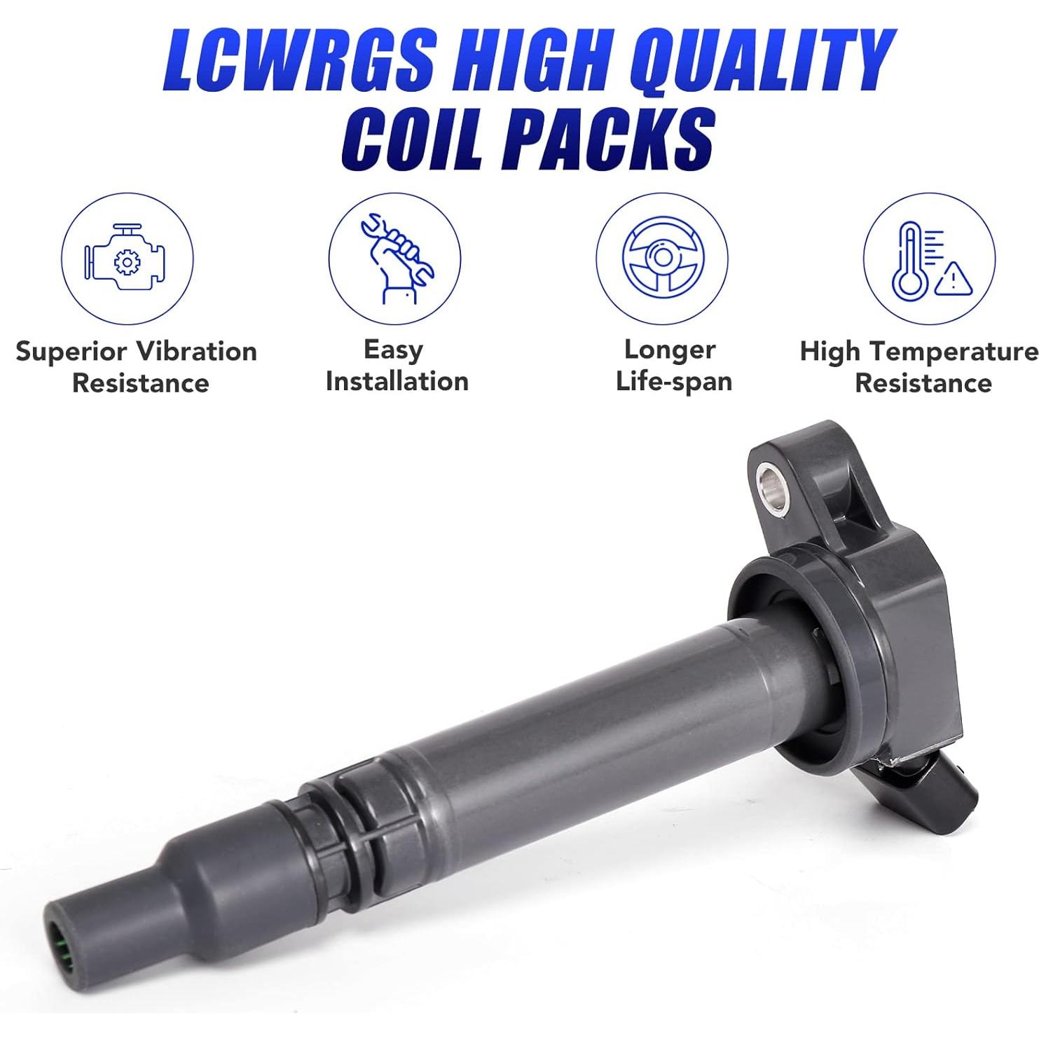 Juego de 4 Bobinas de Encendido LCWRGS para Toyota 2.5L 2.7L