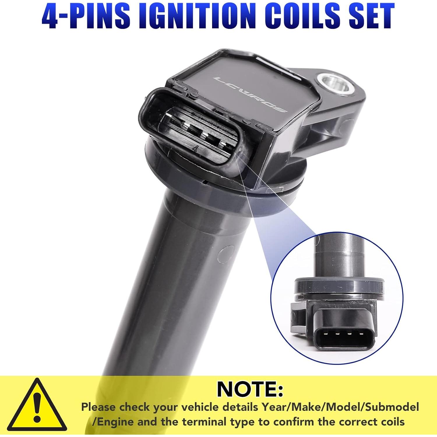 Juego de 4 Bobinas de Encendido LCWRGS para Toyota 2.5L 2.7L