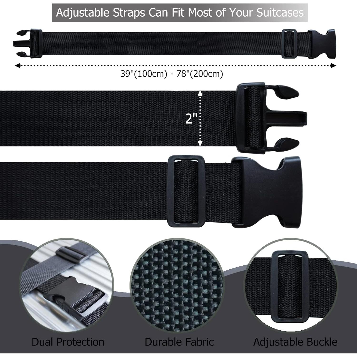 Correa de Equipaje Ajustable VVEIFO 198 cm x 5 cm 2 Pcs