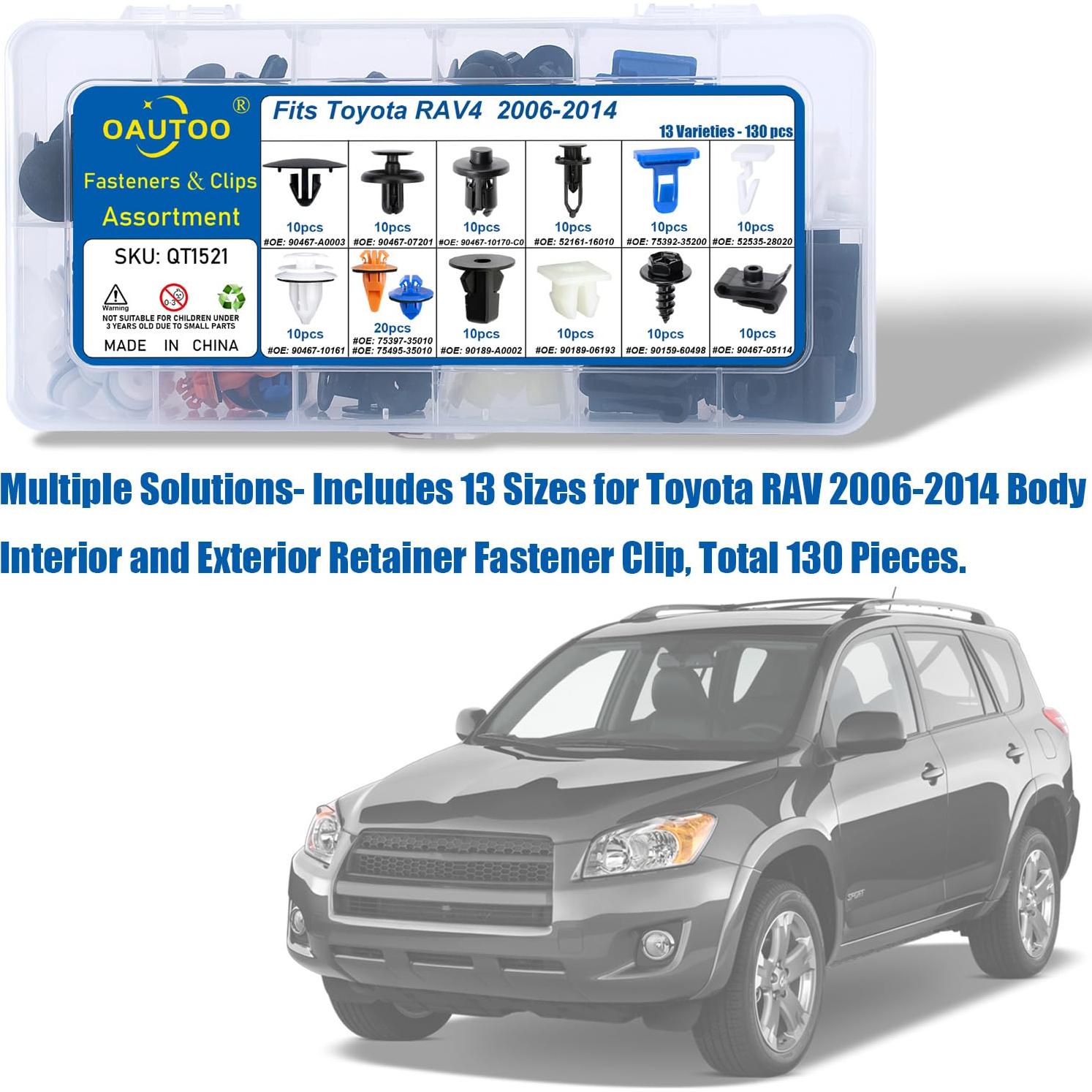 Kit de Clips de Sujetador OAUTOO 130 Piezas para Toyota RAV4 2006-2014