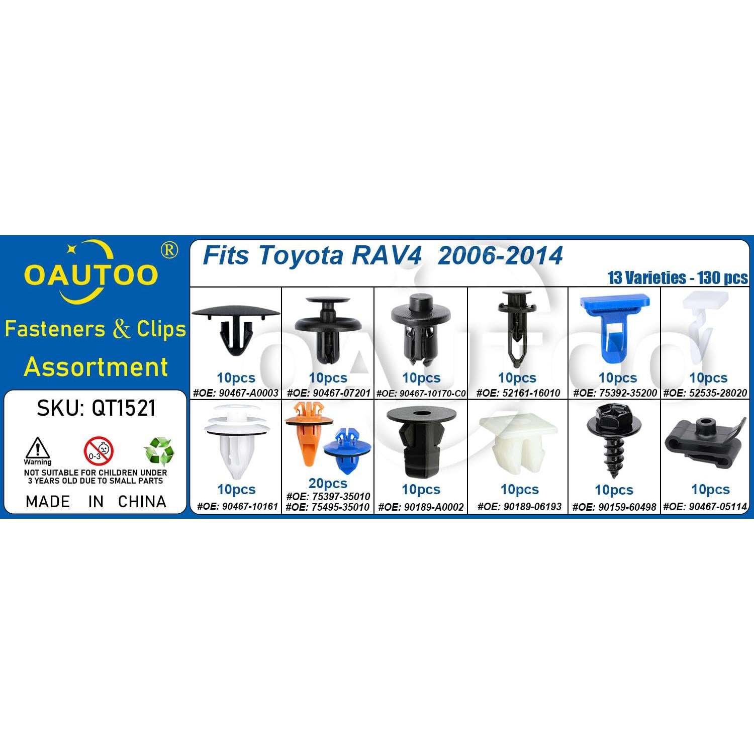 Kit de Clips de Sujetador OAUTOO 130 Piezas para Toyota RAV4 2006-2014