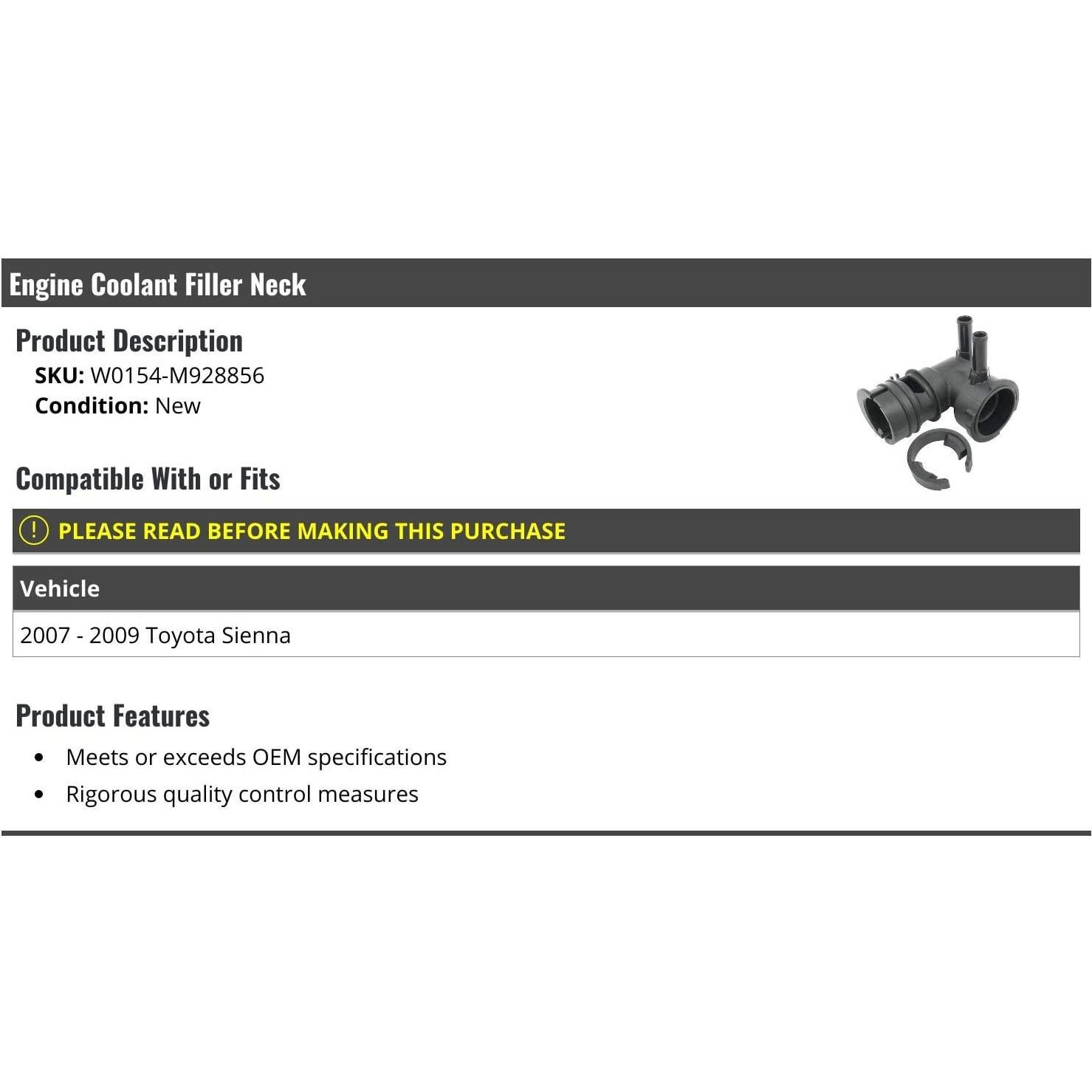 Cuello de Llenado de Refrigerante Motor Toyota Sienna 2007-2009