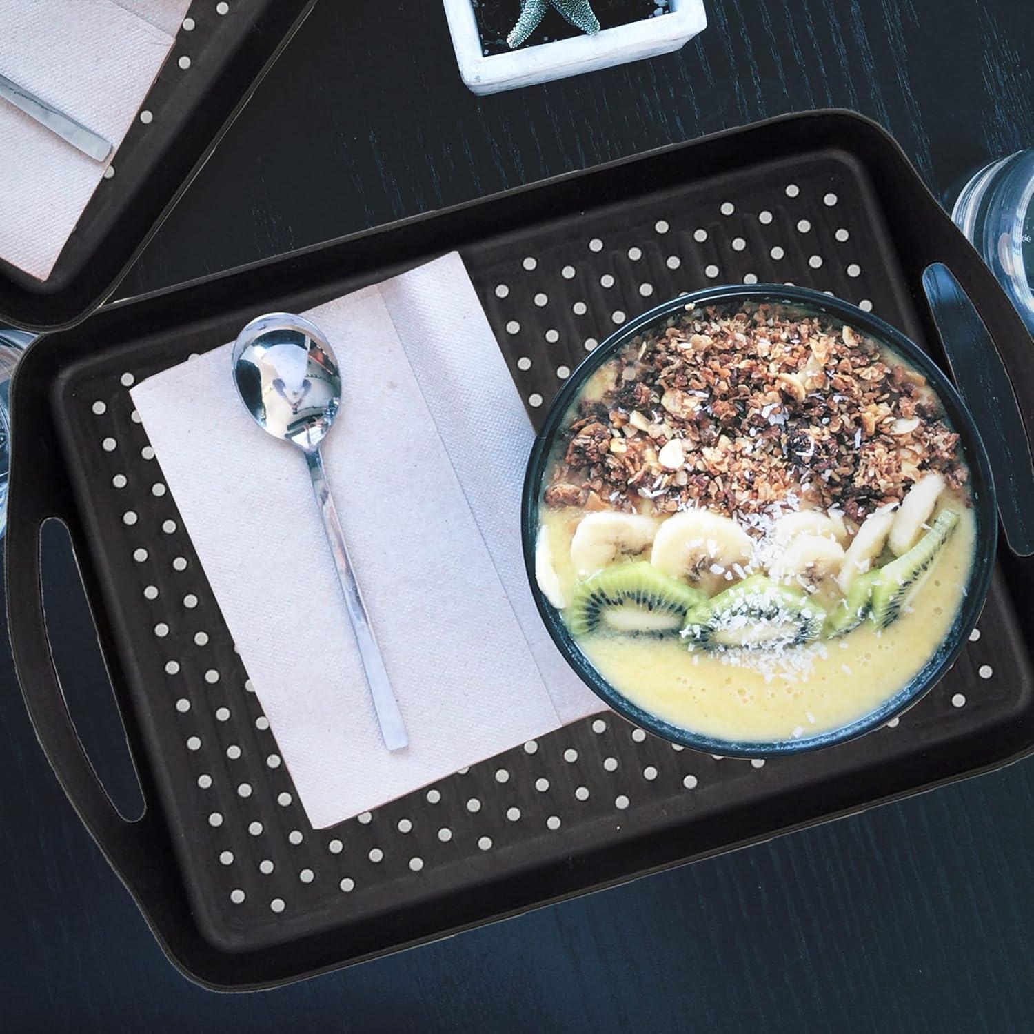 Bandeja de Servicio Antideslizante LONEA 2 Piezas Negra 40.6x27.9cm