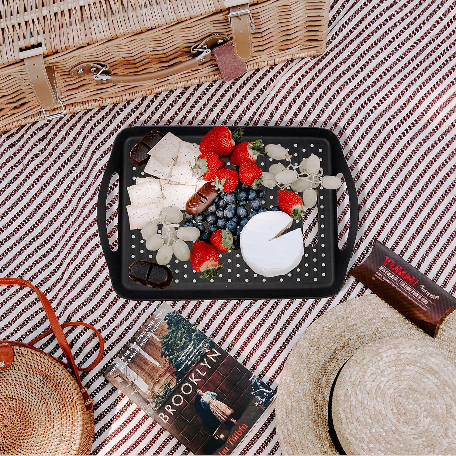 Bandeja de Servicio Antideslizante LONEA 2 Piezas Negra 40.6x27.9cm