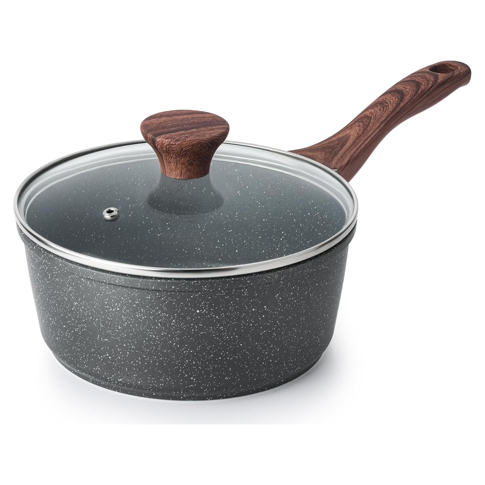 Cacerola Antiadherente SENSARTE 1.5L Granito Gris con Tapa