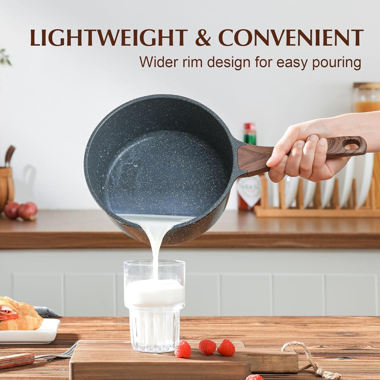 Cacerola Antiadherente SENSARTE 1.5L Granito Gris con Tapa