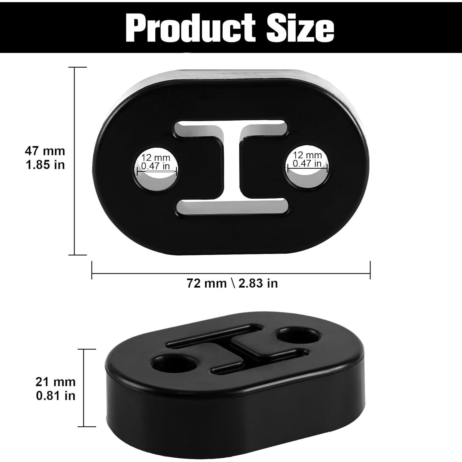 Soporte de Escape de Goma SINGARO 2PCS Negro 7.34x4.73cm