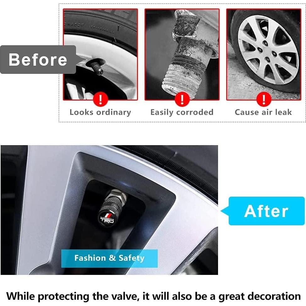 Tapa de Válvula de Neumático Tacoma 4 Piezas Aluminio Negro