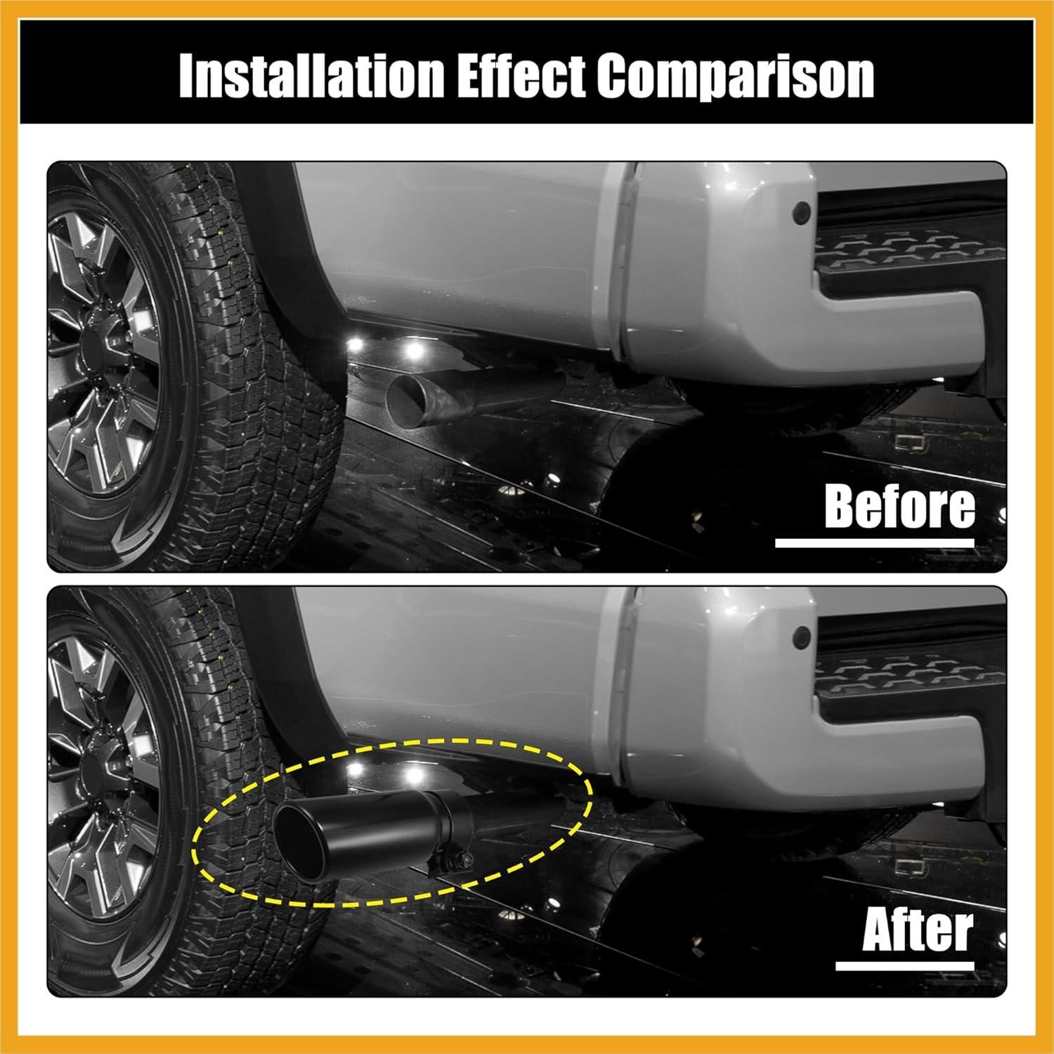 Tubo de Extensión de Escape Acero Inoxidable Partuto para Toyota Tacoma 2018-2023