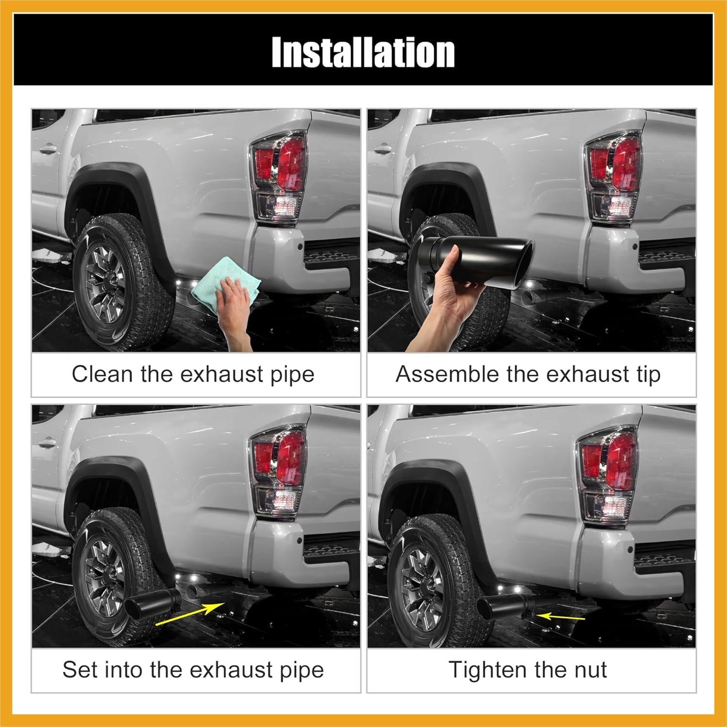 Tubo de Extensión de Escape Acero Inoxidable Partuto para Toyota Tacoma 2018-2023