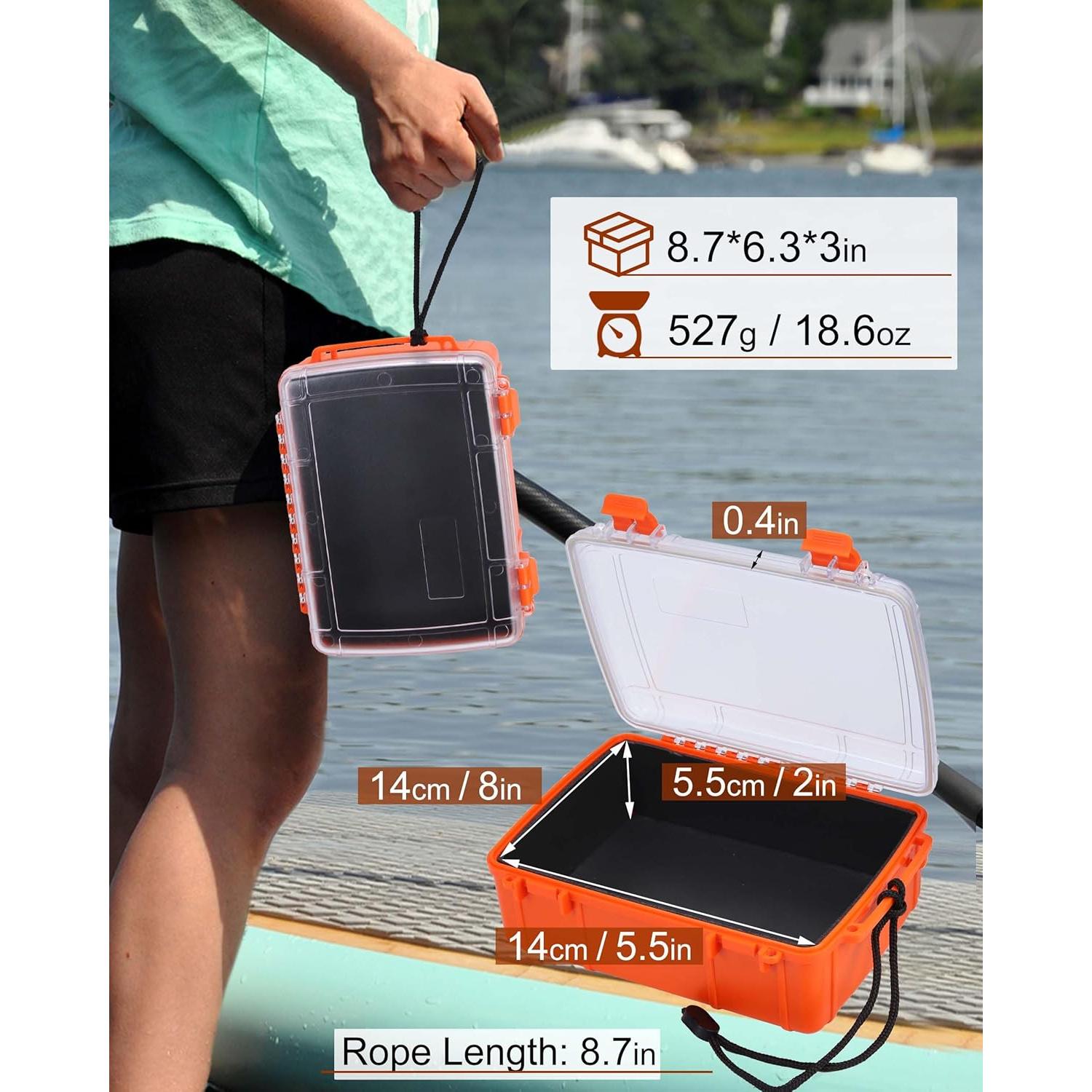 Caja Impermeable para Barco Wxvhji 24x17.9x8.5cm Naranja