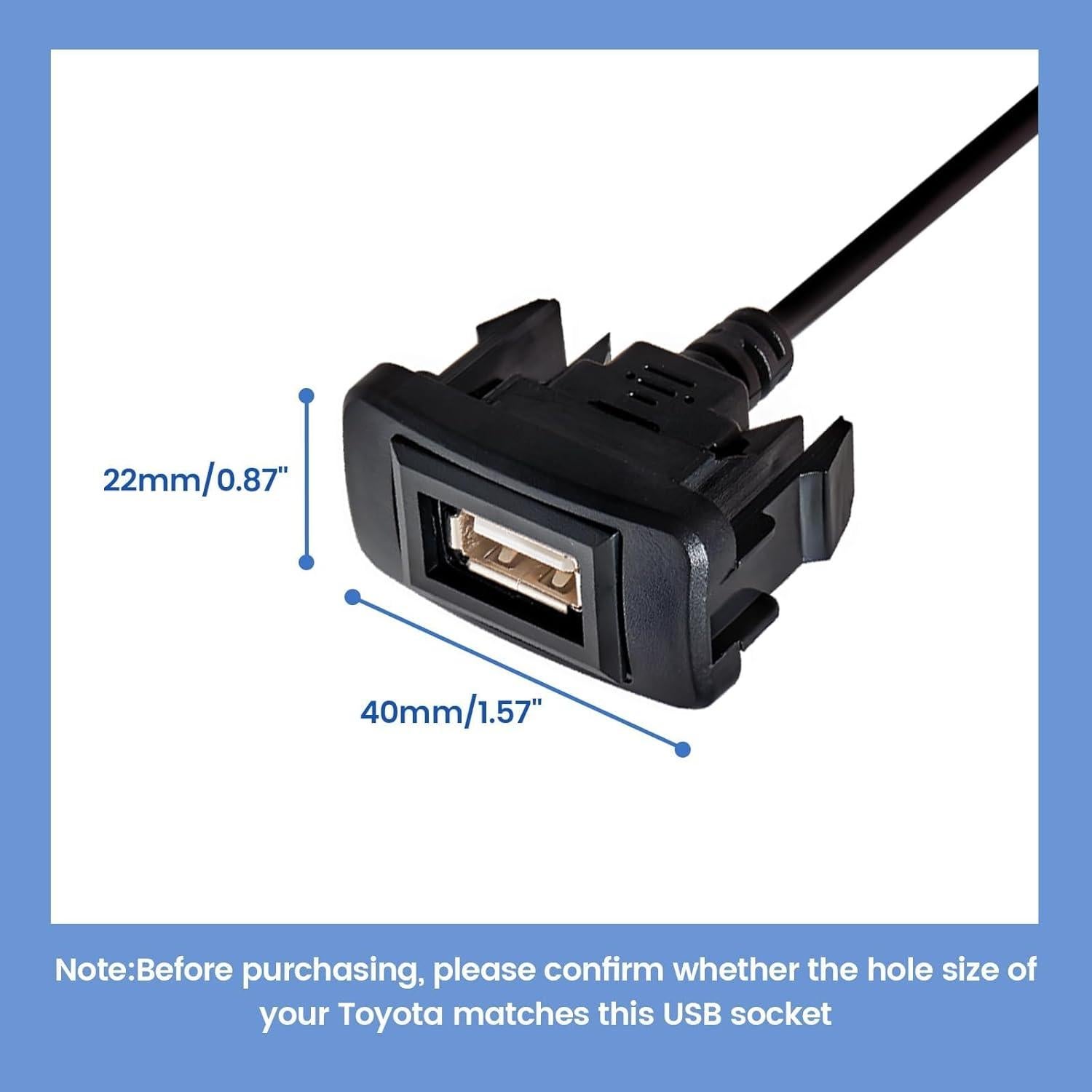 Cargador de Auto USB Anina para Toyota 40x22mm Adaptador