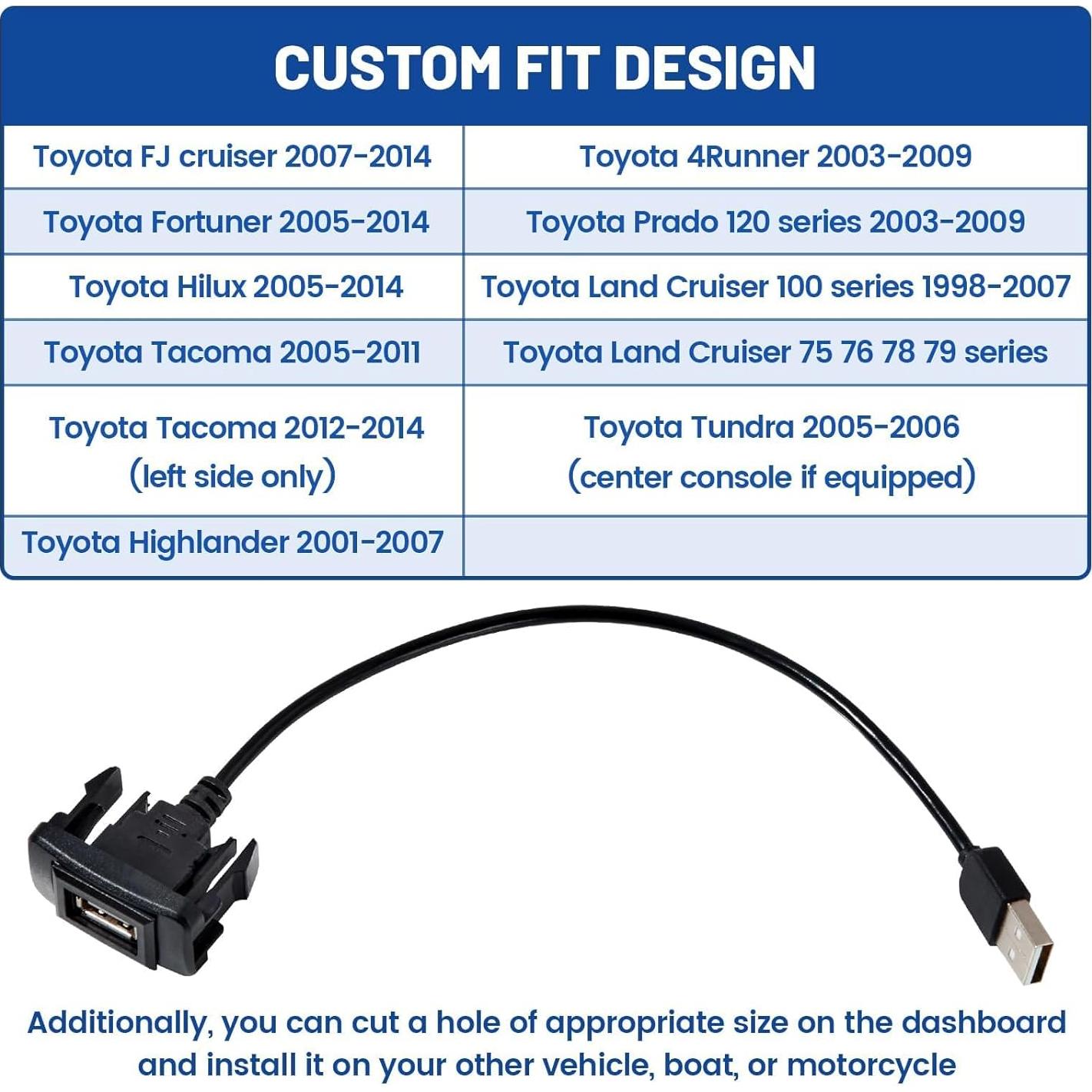 Cargador de Auto USB Anina para Toyota 40x22mm Adaptador