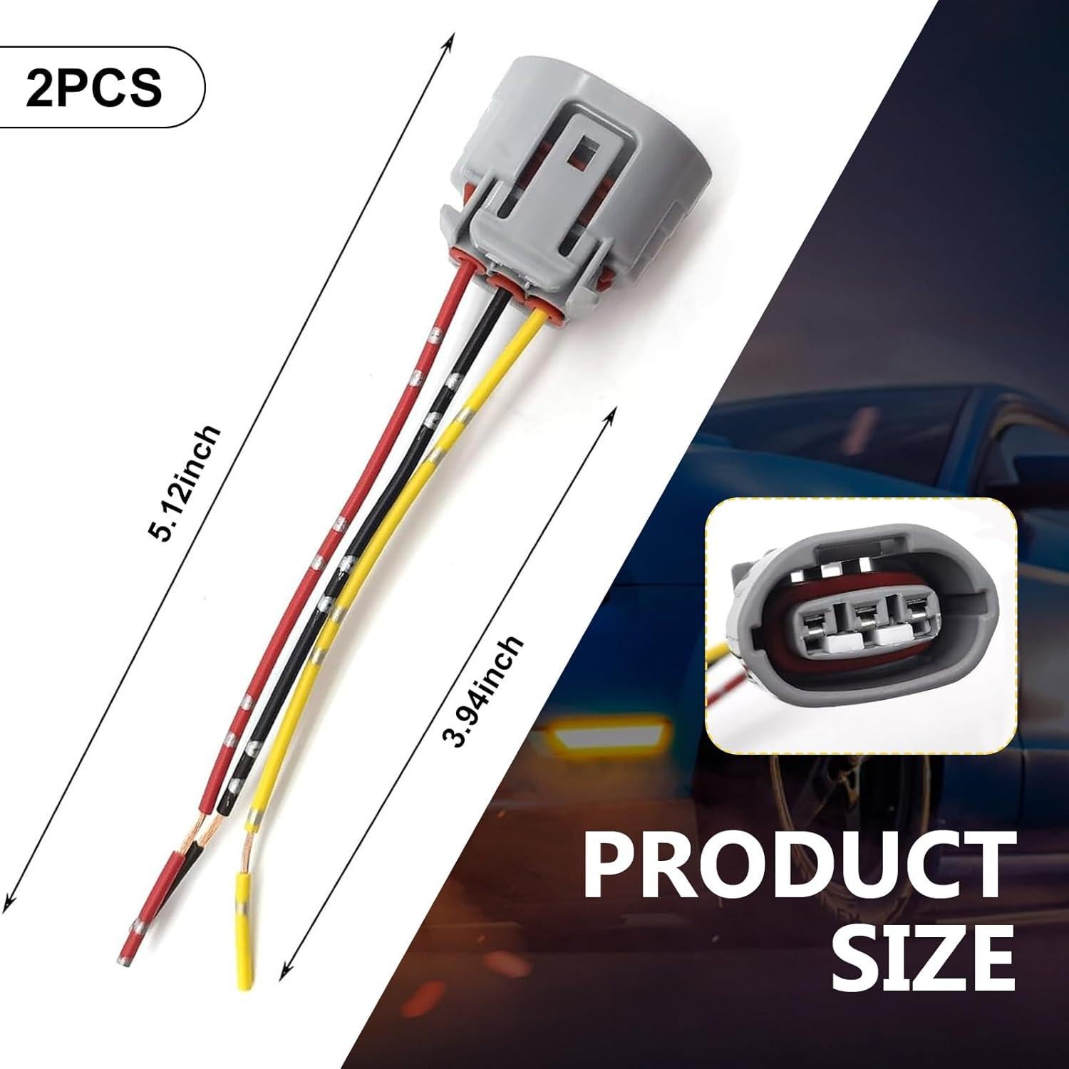 Conector de Arnes de Cableado de Alternador 3 Pines MLY - 2 Pack