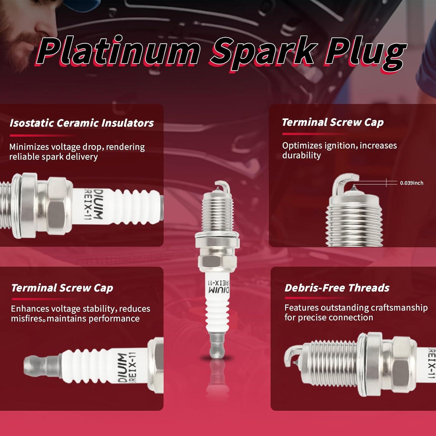 Juego de 5 Cables de Bujía y 4 Bujías de Iridio ATURMC para Toyota