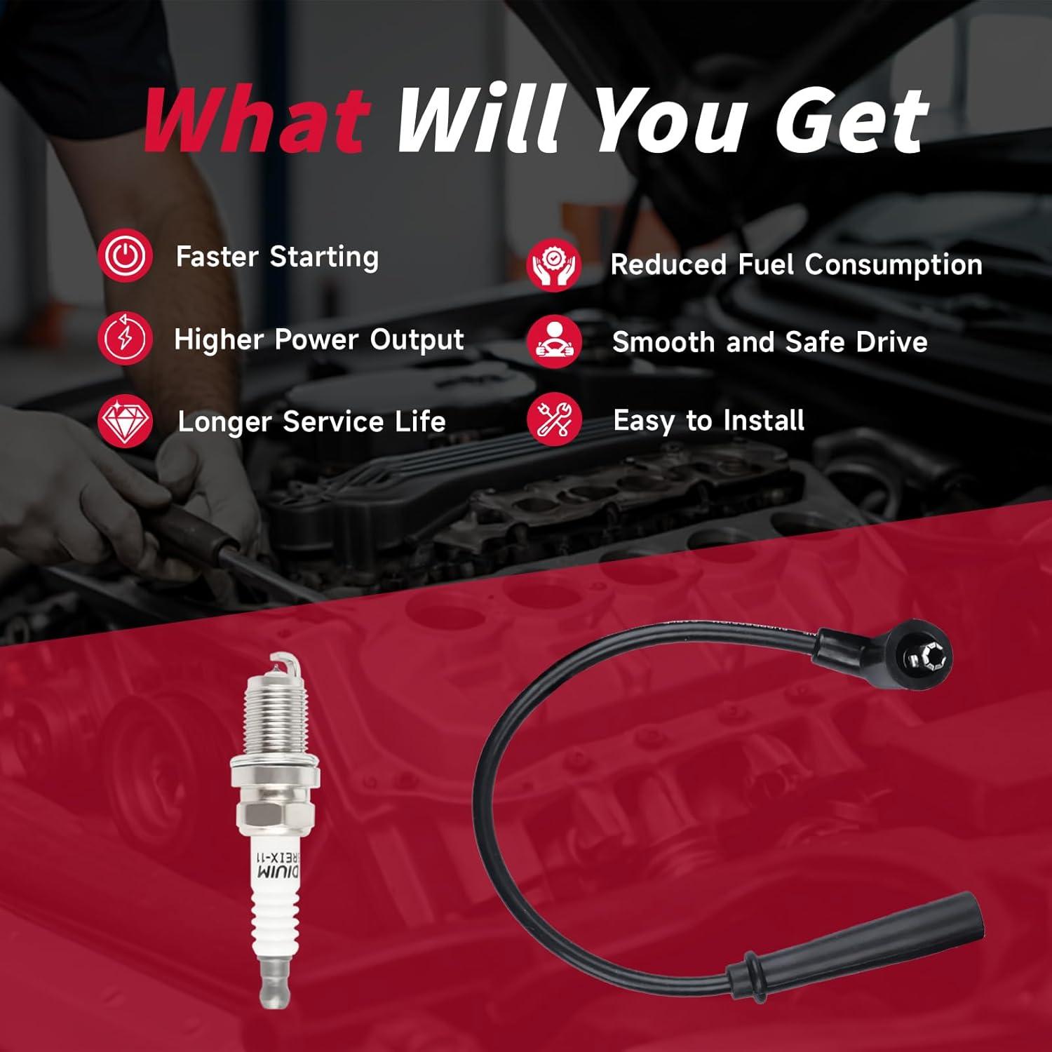 Juego de 5 Cables de Bujía y 4 Bujías de Iridio ATURMC para Toyota