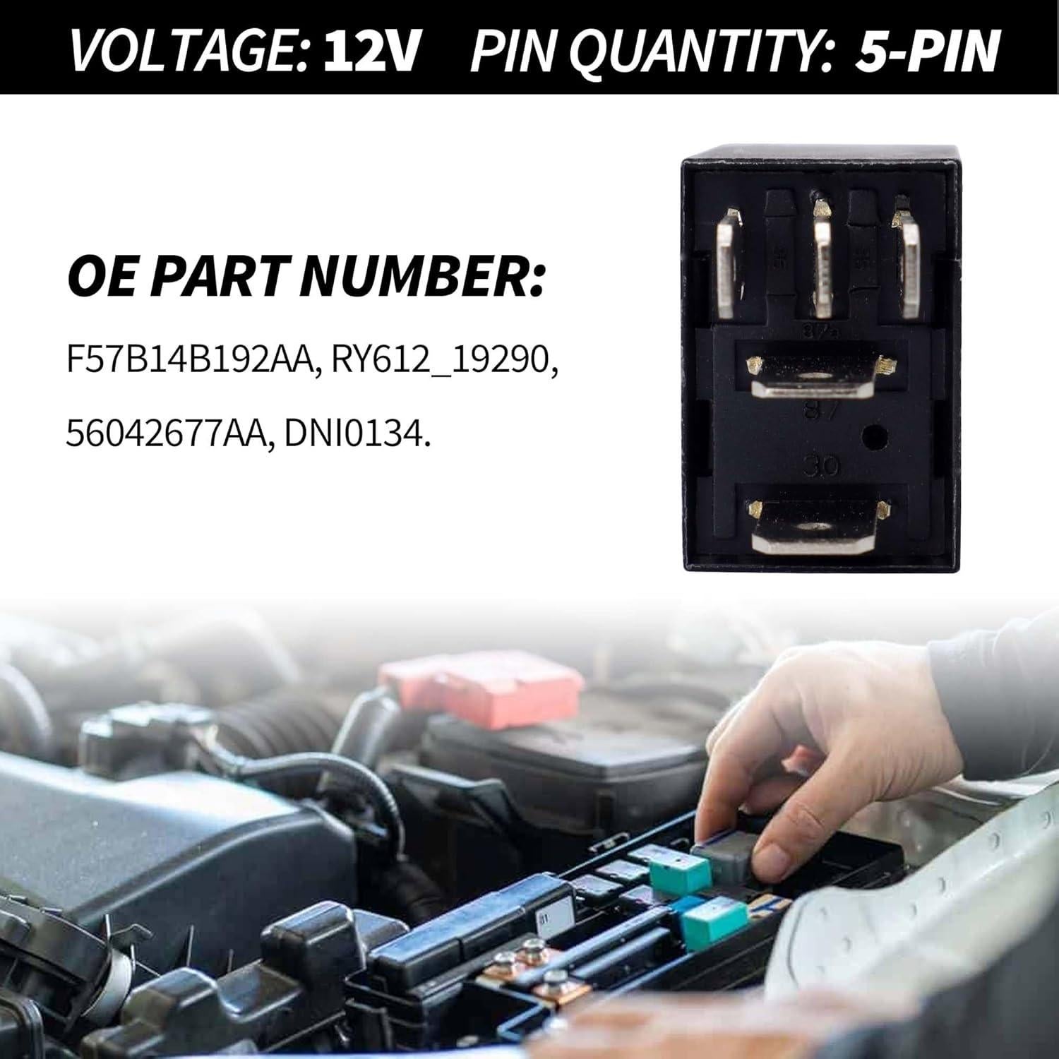 Relé Automotriz HiSport F57B14B192AA 12VDC 5 Pines 2PCS