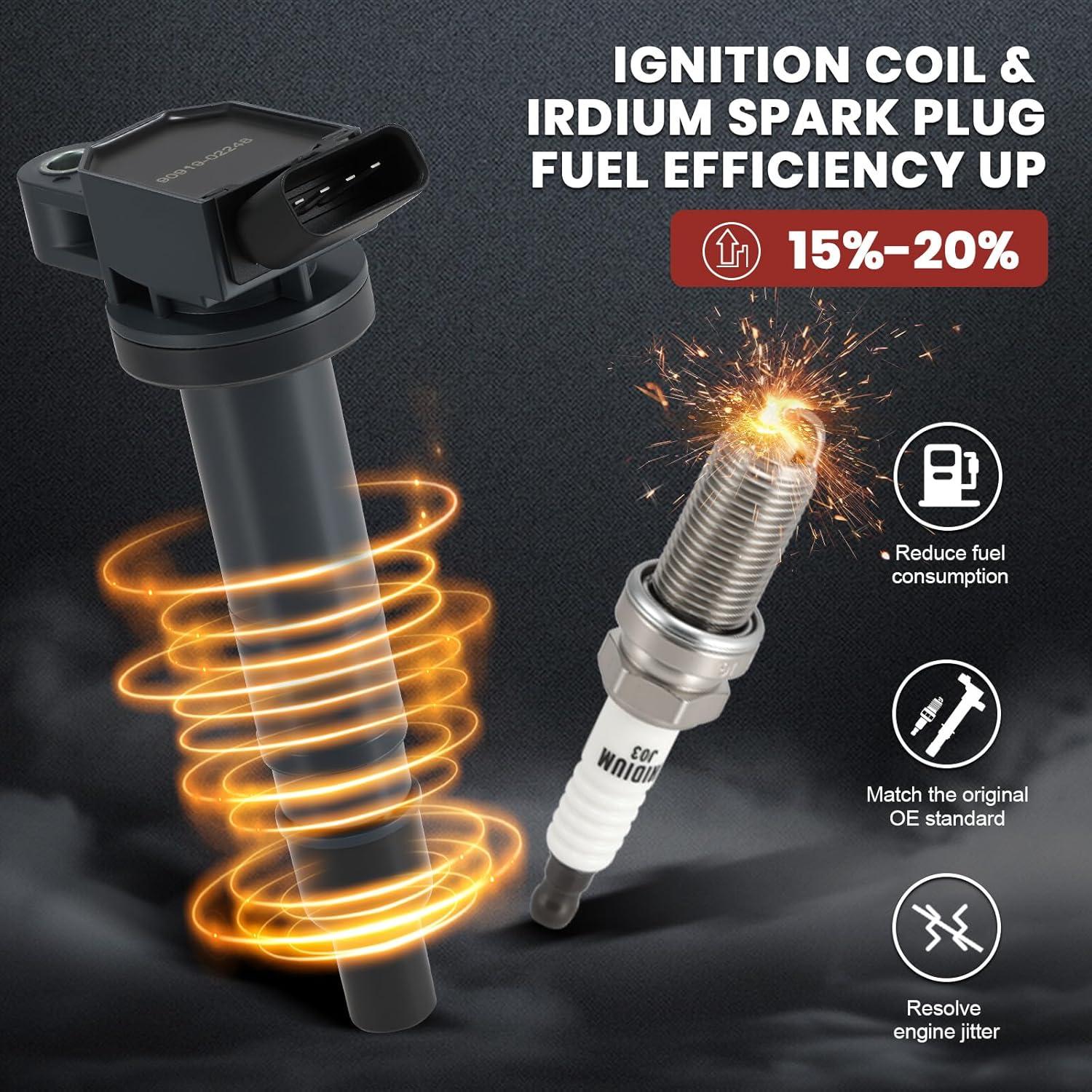 Paquete Bobina de Encendido y Bujías Iridio KacuYelin UF495