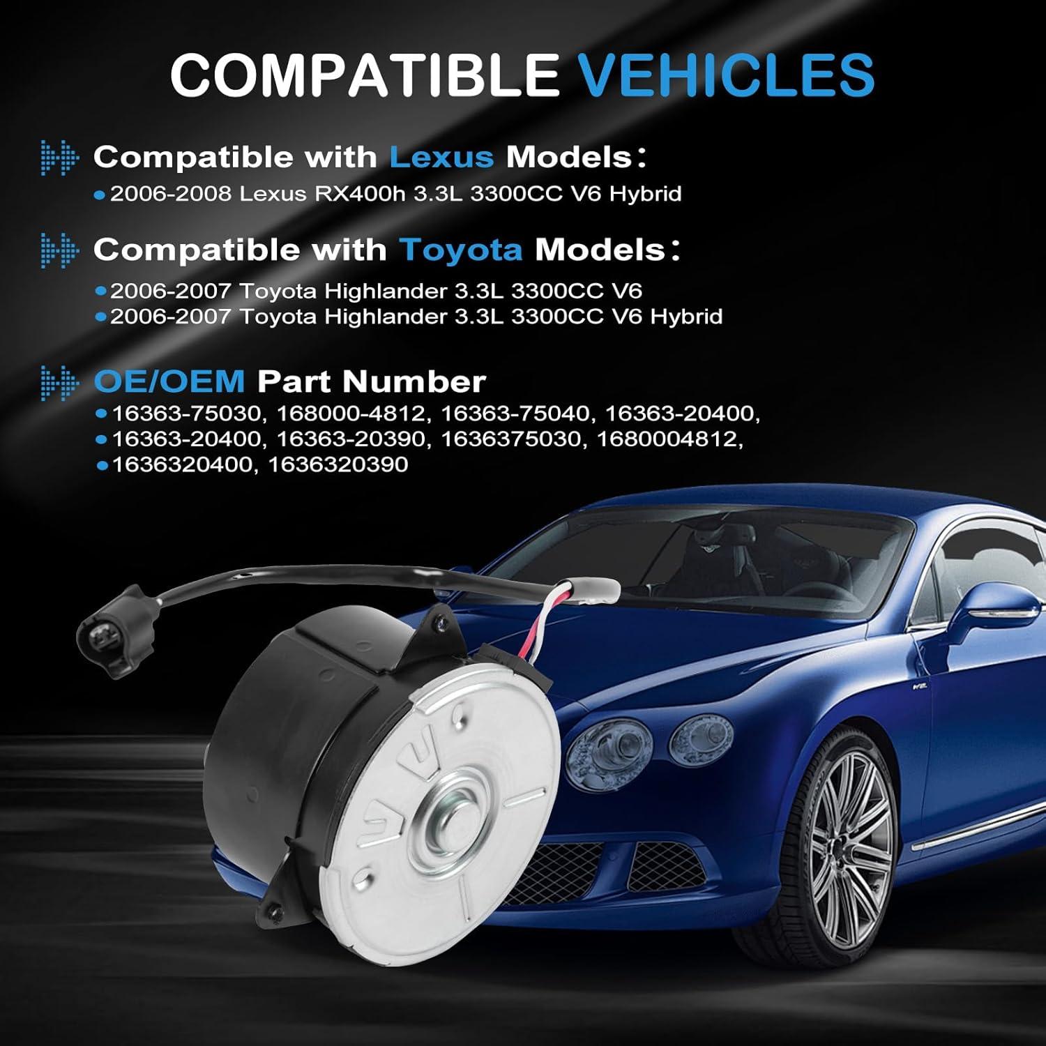 Motor Ventilador Radiador Kessocco 3.3L Toyota Highlander 2006-2007