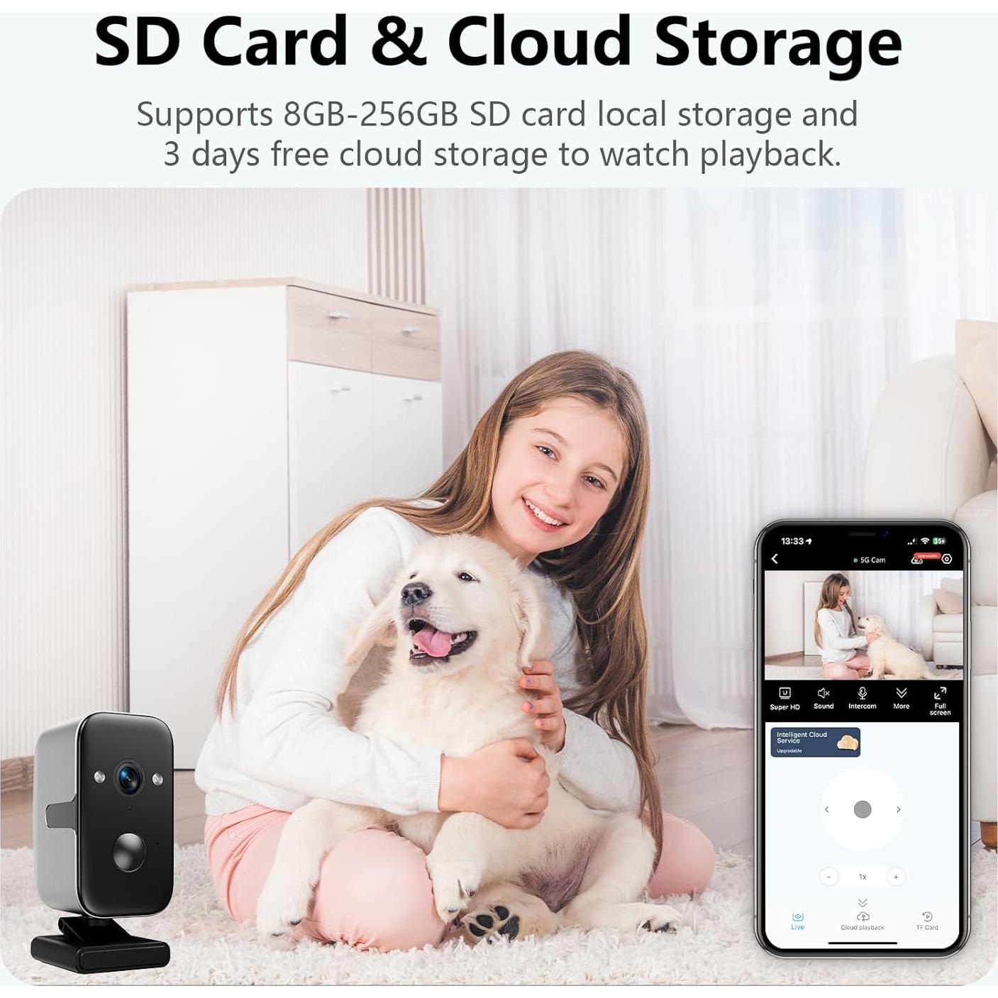 Cámara de Seguridad Inalámbrica Aismeil F7 2K 180° AI IP65