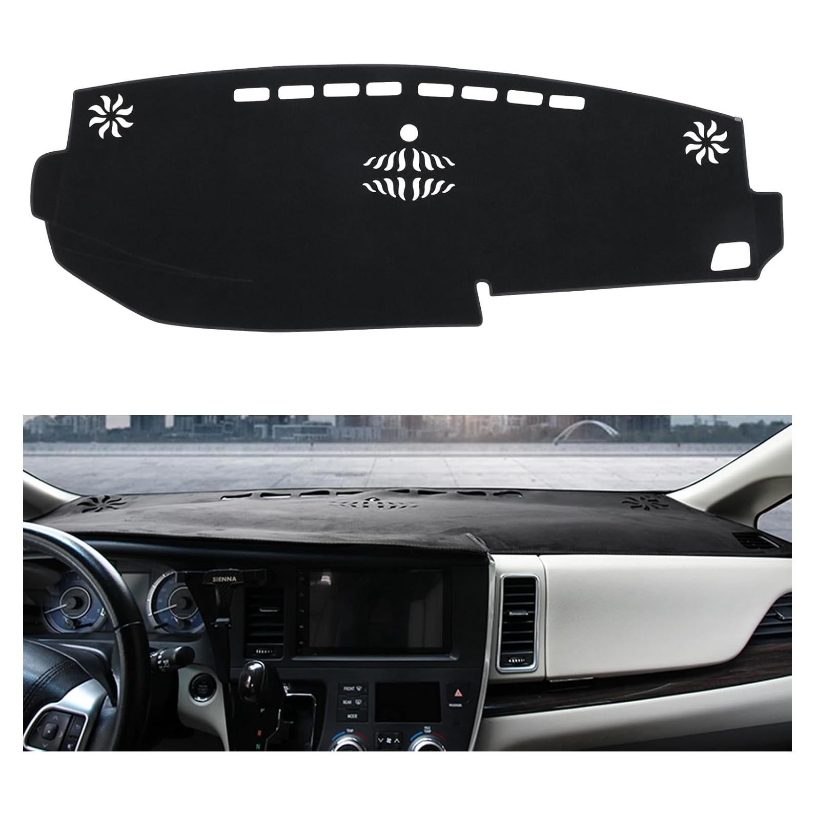 Cubierta de tablero HanLanKa para Toyota Sienna 2015-2020, negra