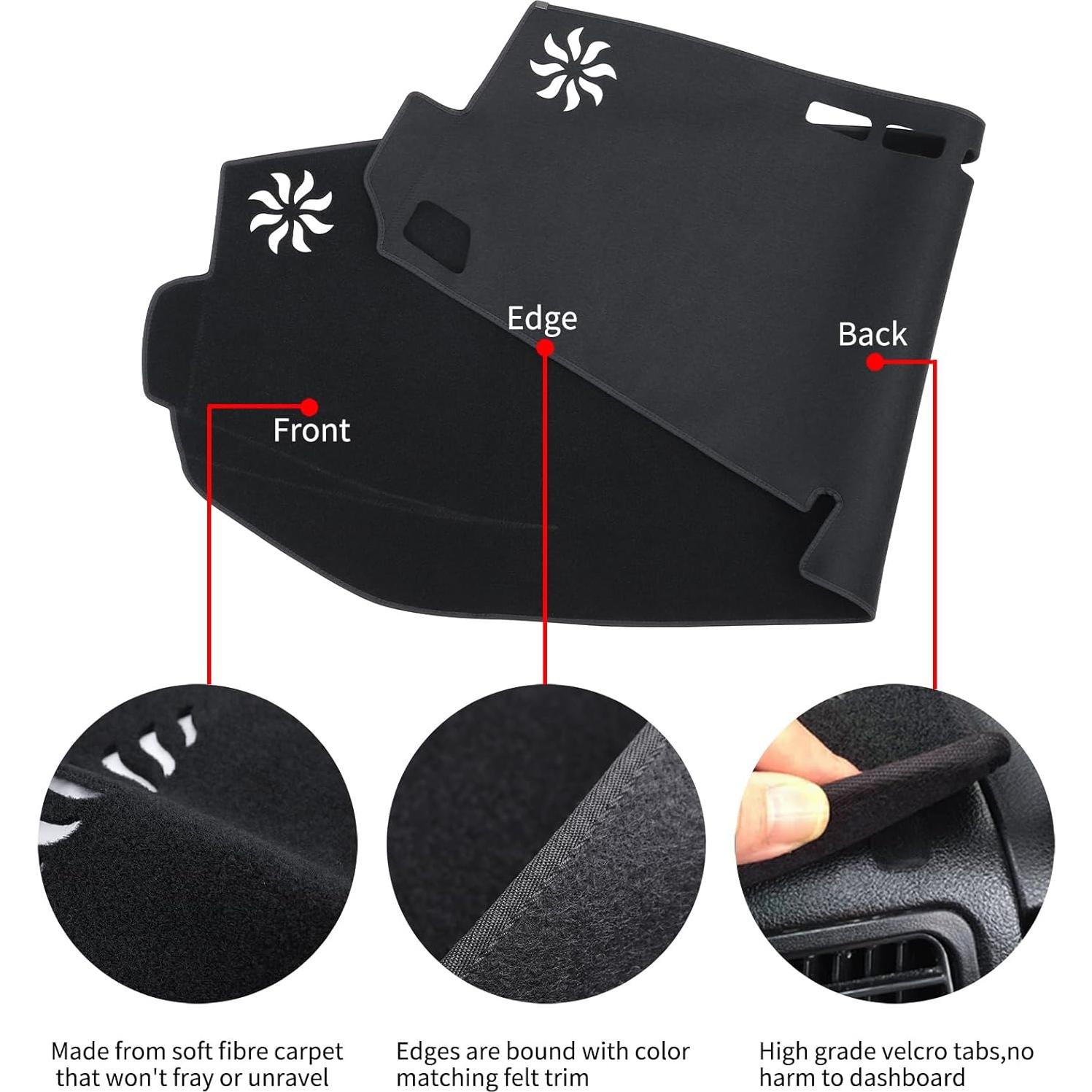 Cubierta de tablero HanLanKa para Toyota Sienna 2015-2020, negra