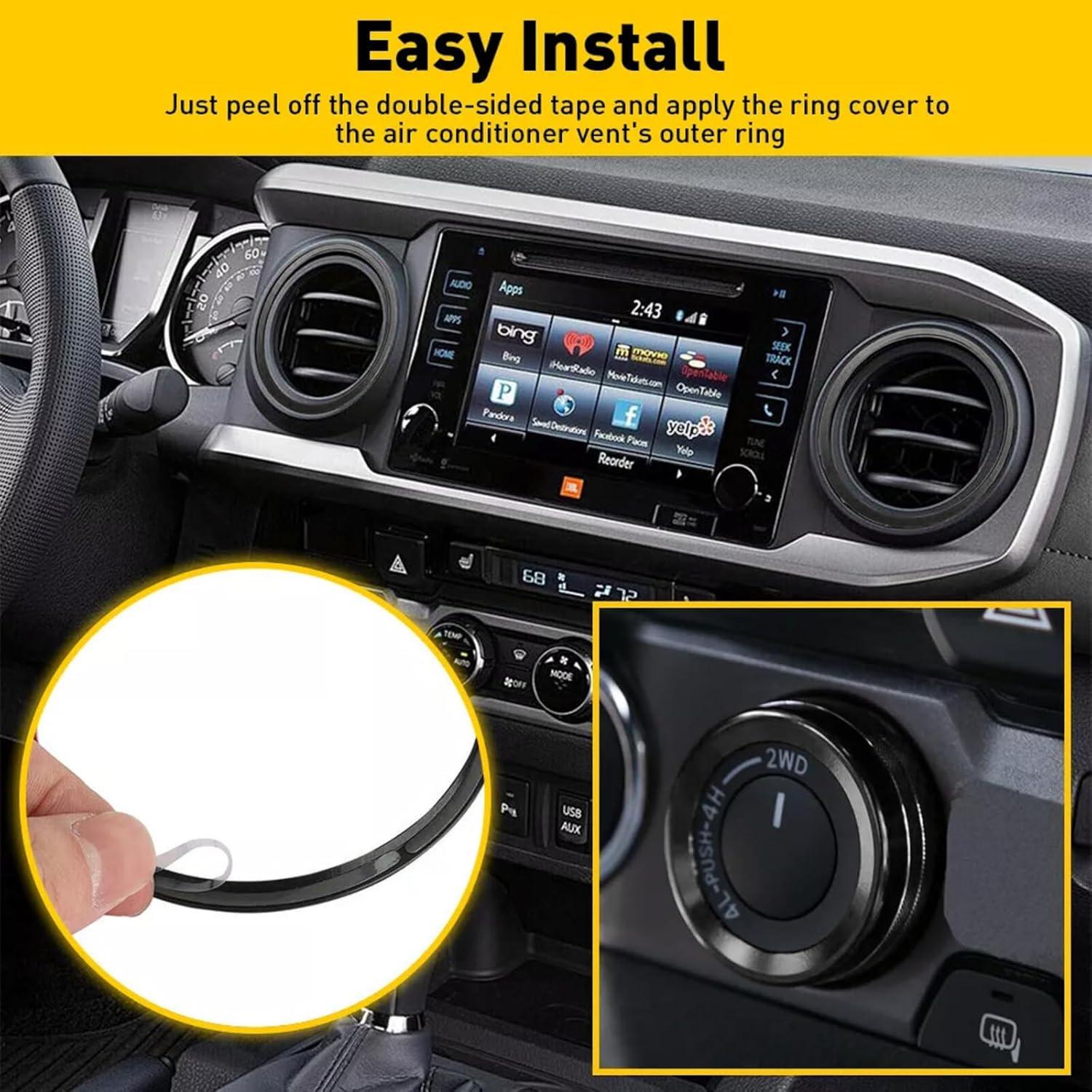 Cubiertas de Perillas de AC y Anillos de Ventilación Toyota Tacoma 2016-2023