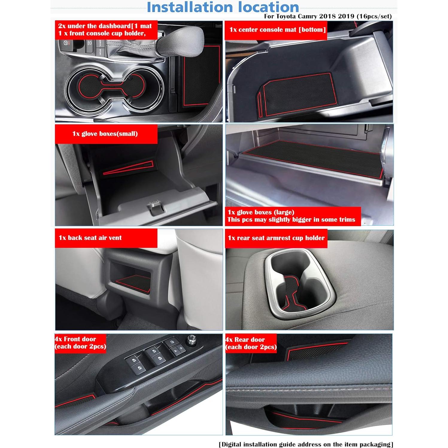 Inserciones de Porta Vasos Auovo para Toyota Camry 2018-2024 - 16pcs Rojo