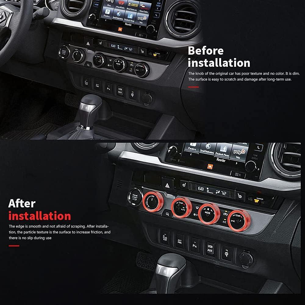 Cubiertas de Perilla de AC Auovo y Anillos Toyota Tacoma 2016-2023 - 8 Piezas Rojo