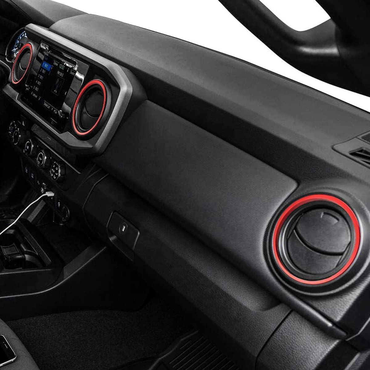 Cubiertas de Perilla de AC Auovo y Anillos Toyota Tacoma 2016-2023 - 8 Piezas Rojo